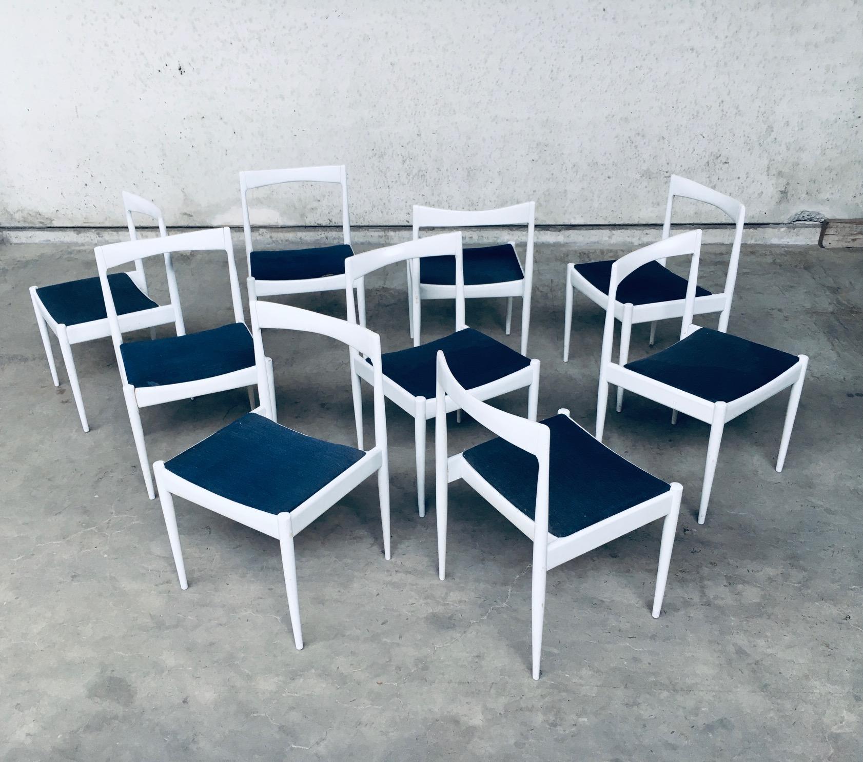 Mid-Century Modern Midcentury Belgian Design 1970's White Dining Chair Set of 9 For Sale