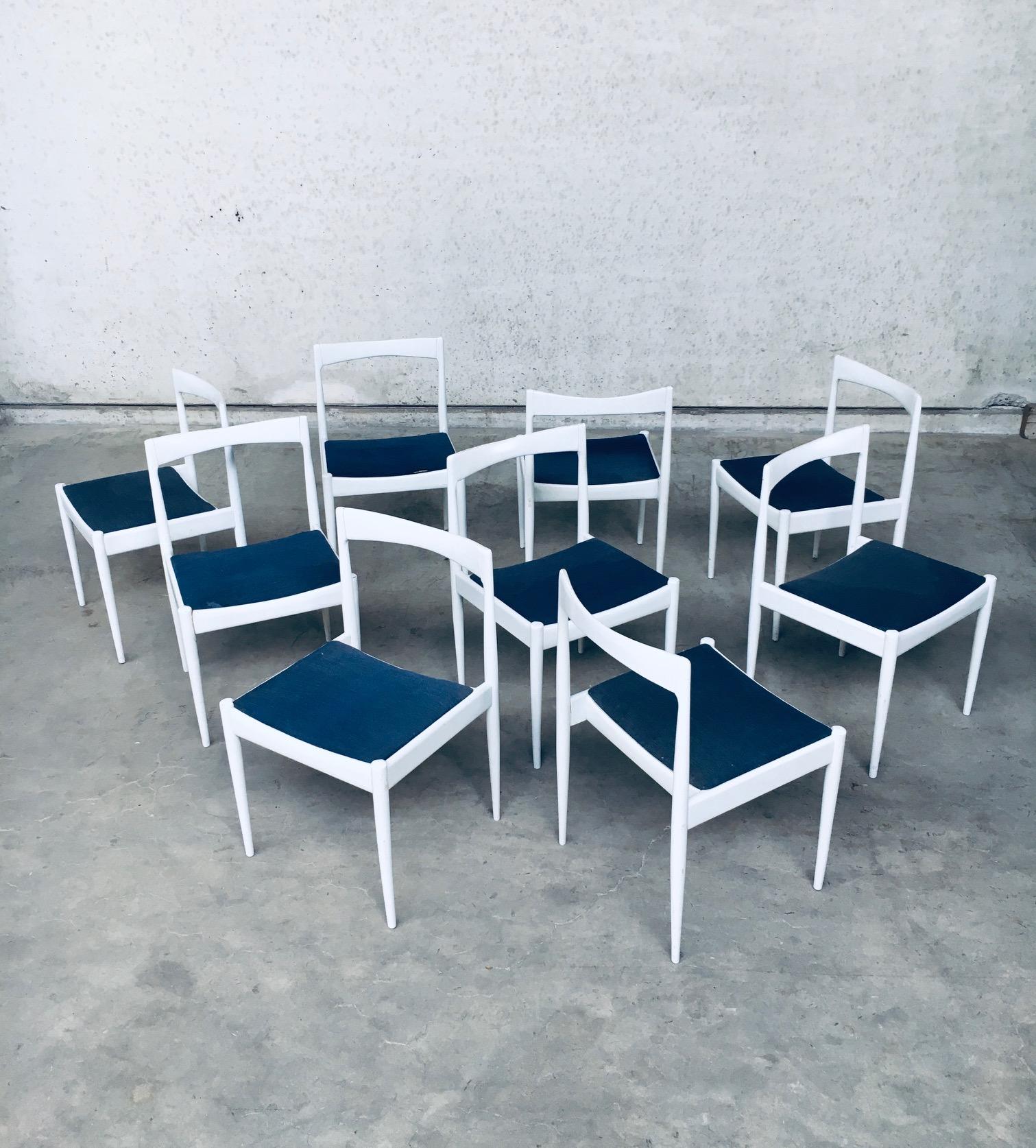 Midcentury Belgian Design 1970's White Dining Chair Set of 9 In Good Condition For Sale In Oud-Turnhout, VAN