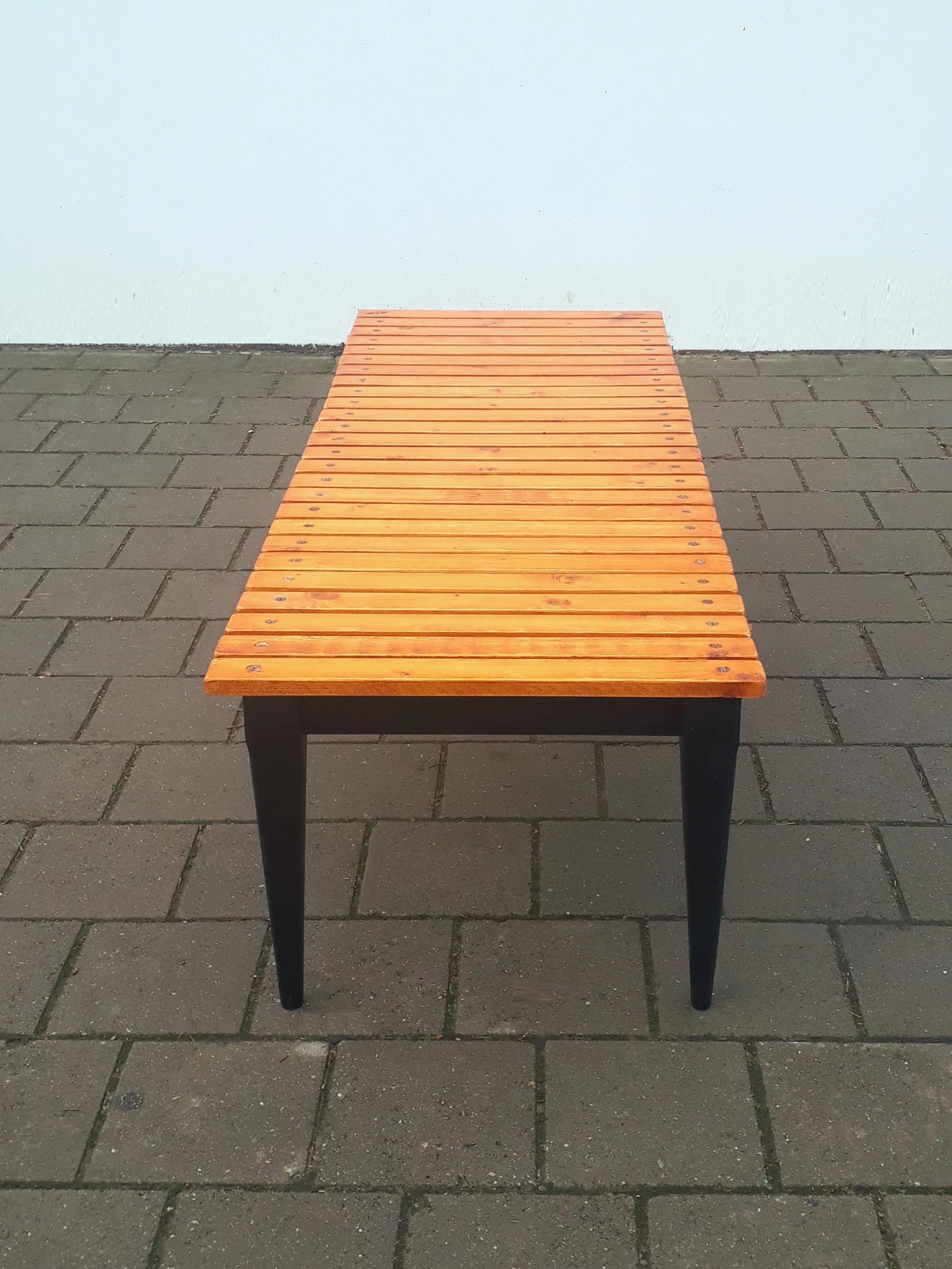Wood Midcentury Belgian Alfred Hendrickx Slatted Coffee Table, 1950s For Sale