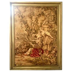 Vintage 20th Century Belgian Aubusson Style Framed Tapestry