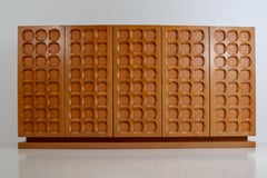 Midcentury Belgium Oak Brutalist Credenza , 1970s