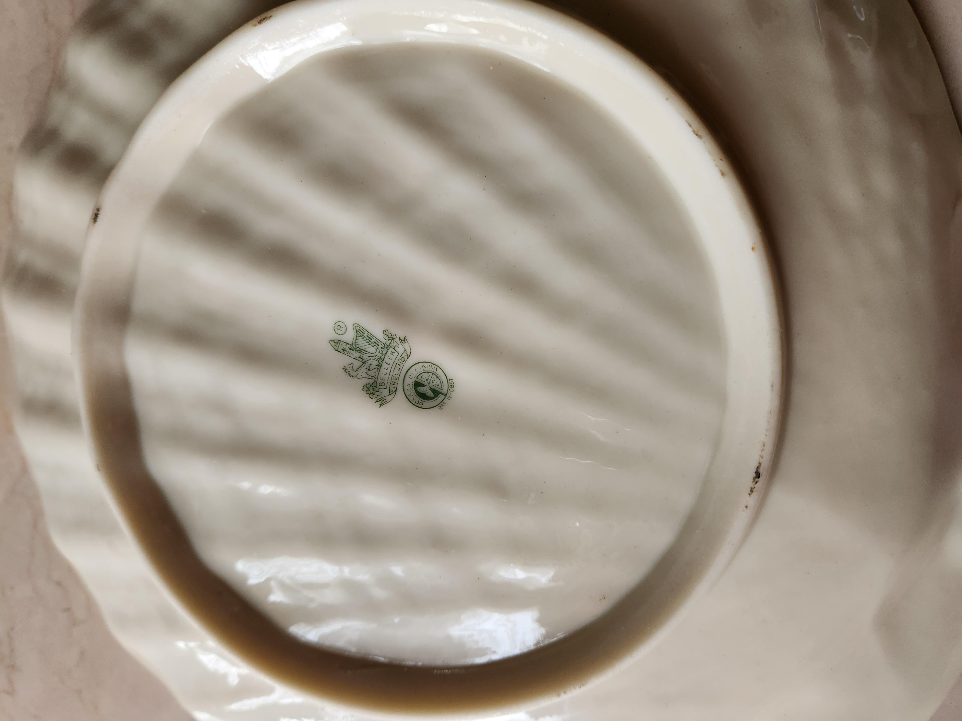 Midcentury Belleek Fine Irish China Porcelain Shell Serving Plate For Sale 4