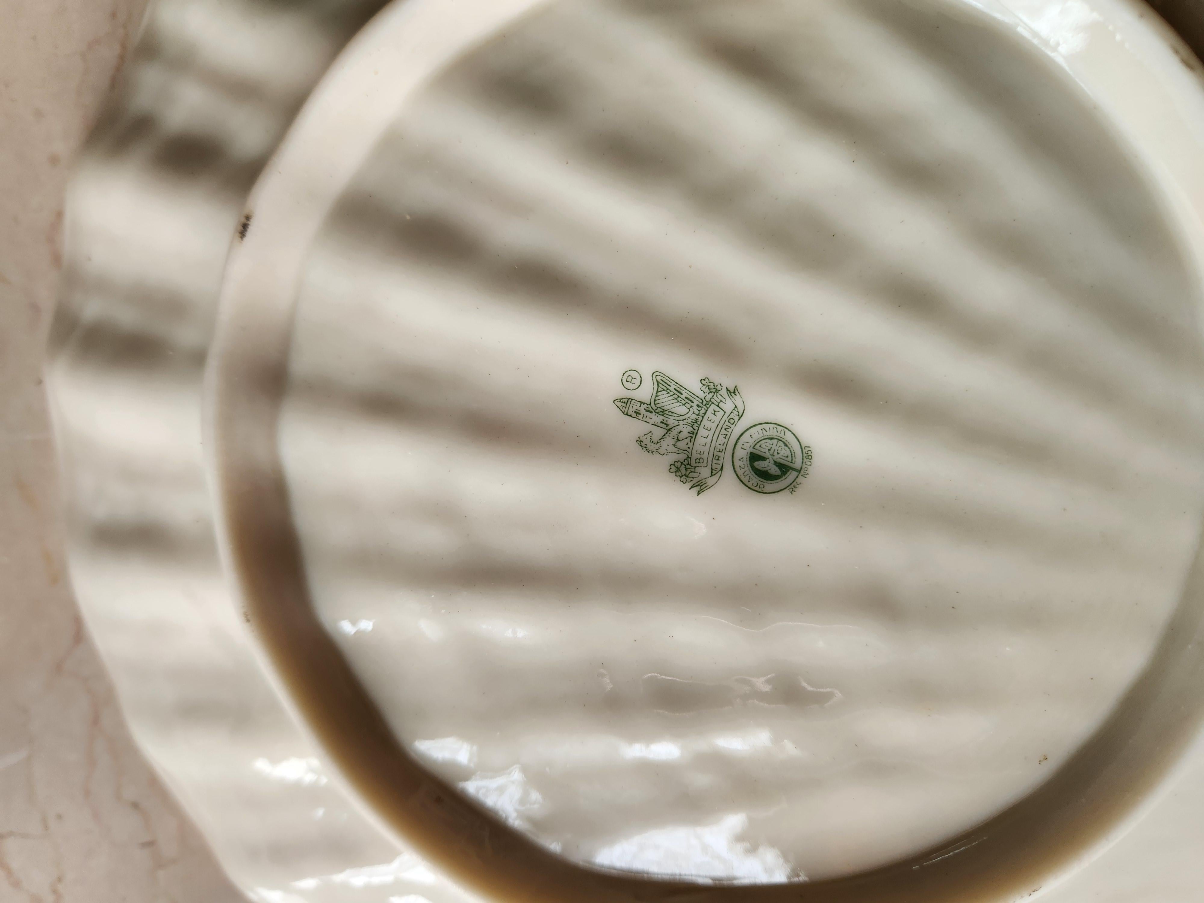 Midcentury Belleek Fine Irish China Porcelain Shell Serving Plate For Sale 2