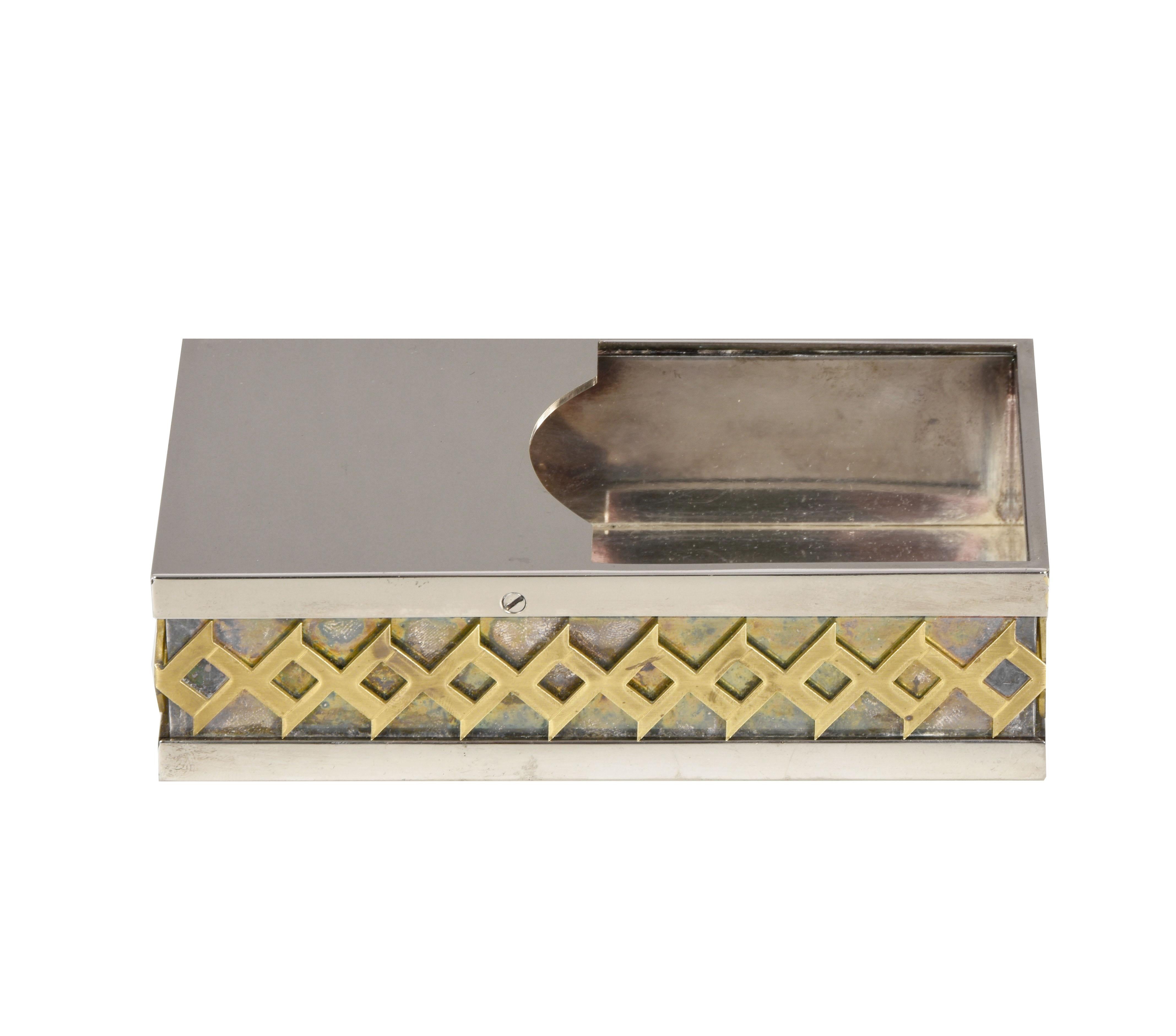 Caja decorativa italiana de mediados de siglo plateada Benaglia para Cleto Munari, años 70 en venta 3
