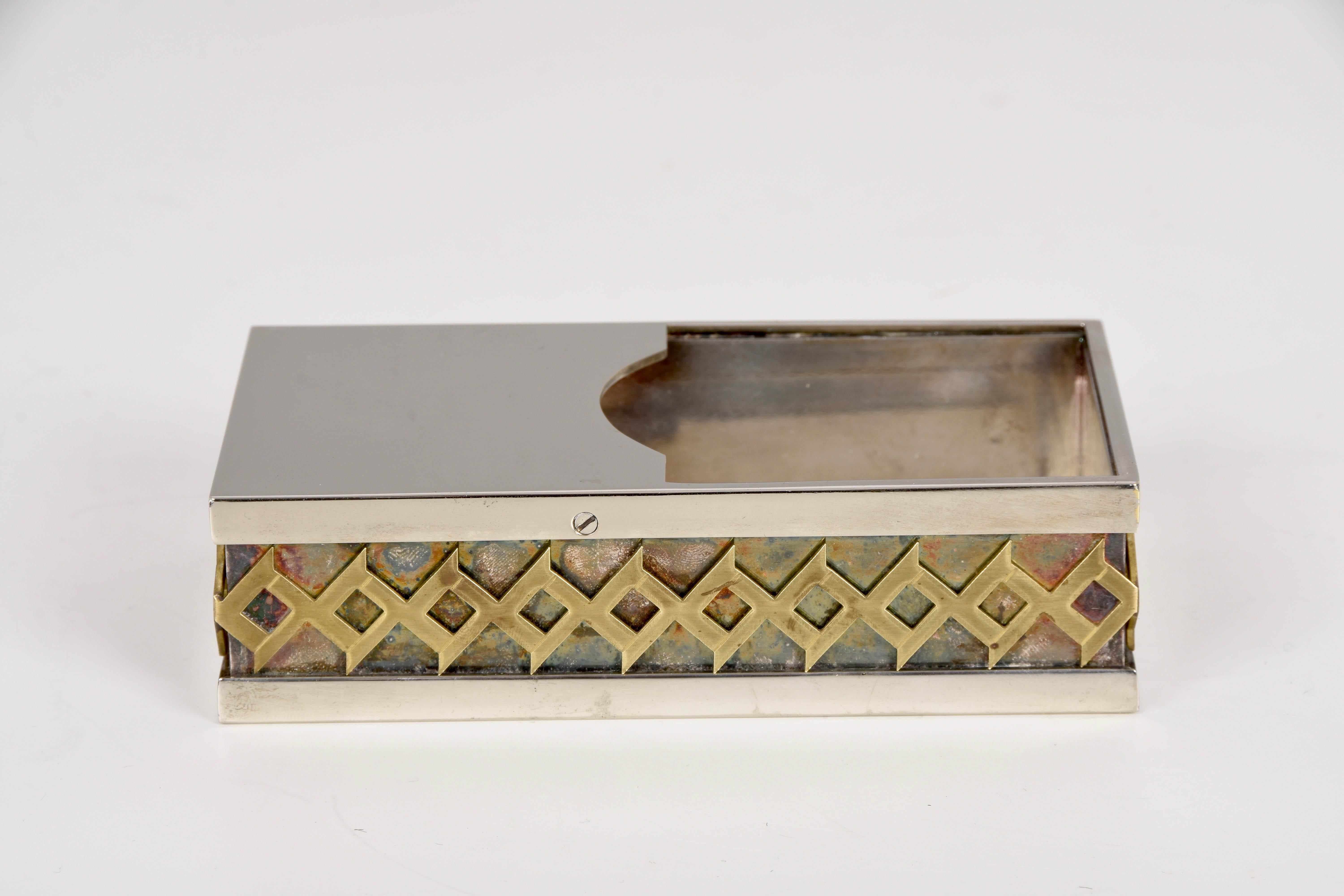 Caja decorativa italiana de mediados de siglo plateada Benaglia para Cleto Munari, años 70 Moderno de mediados de siglo en venta