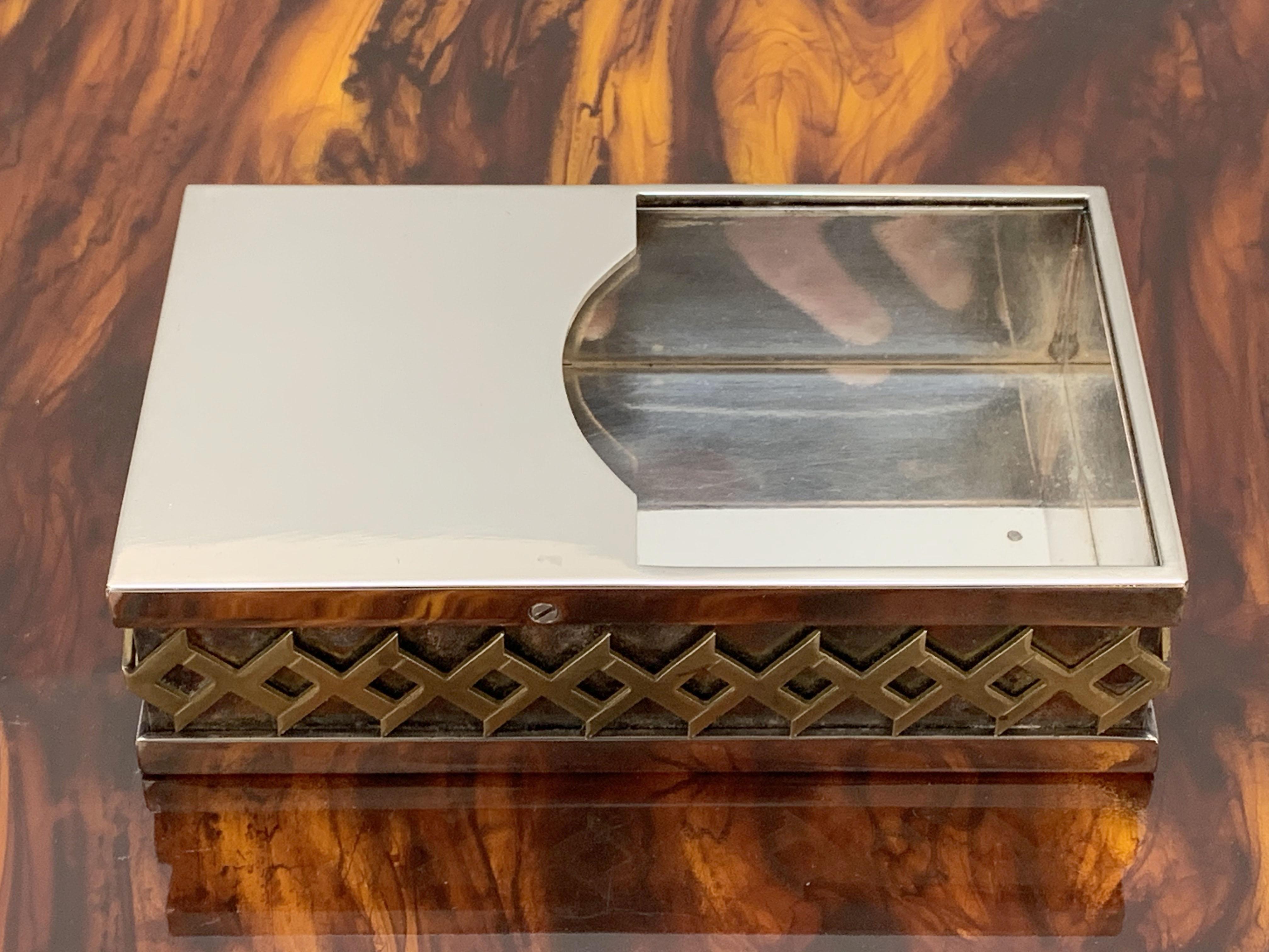 Late 20th Century Midcentury Benaglia Silver Plate Italian Decorative Box for Cleto Munari, 1970s For Sale