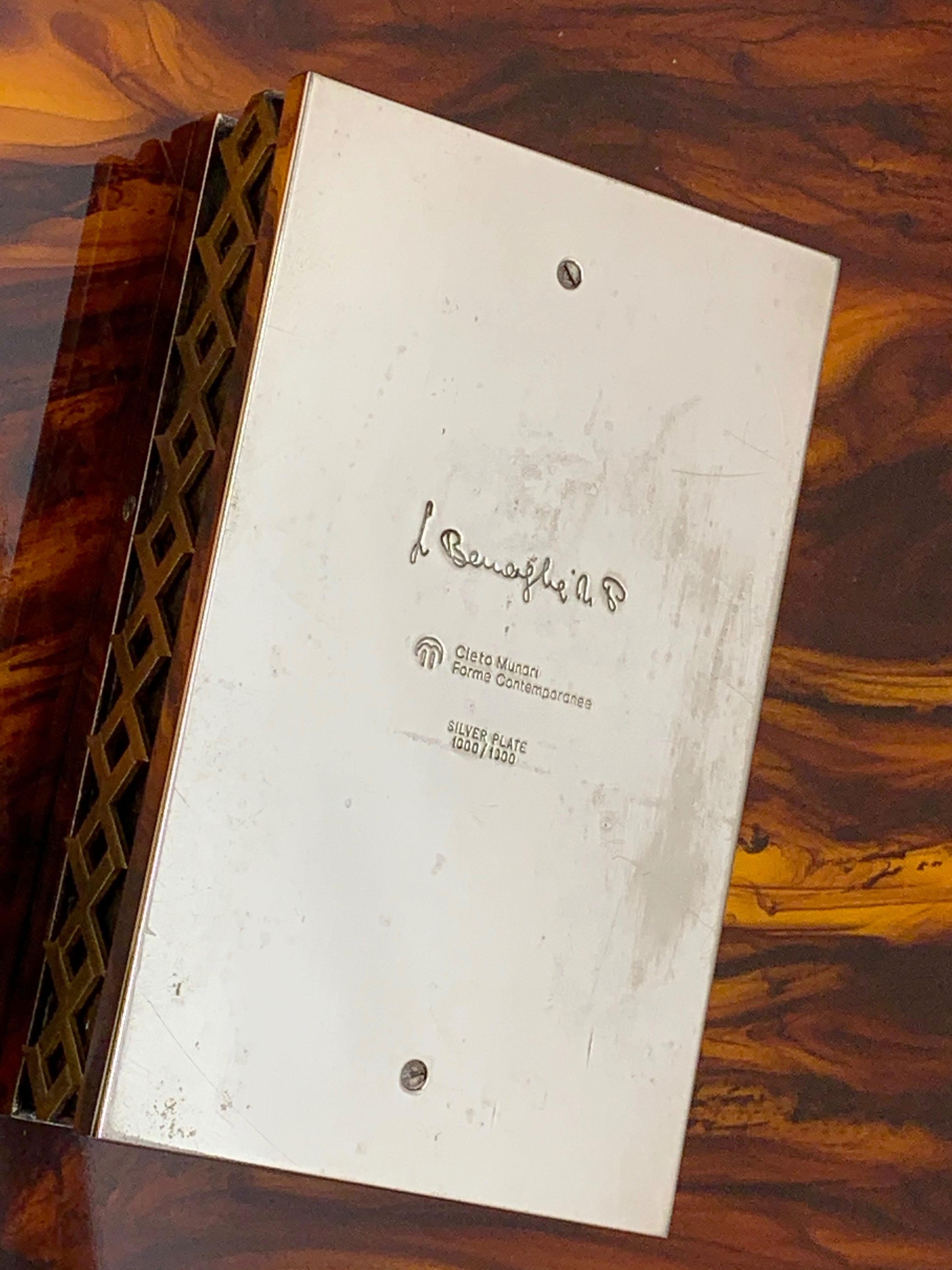 Caja decorativa italiana de mediados de siglo plateada Benaglia para Cleto Munari, años 70 Latón en venta