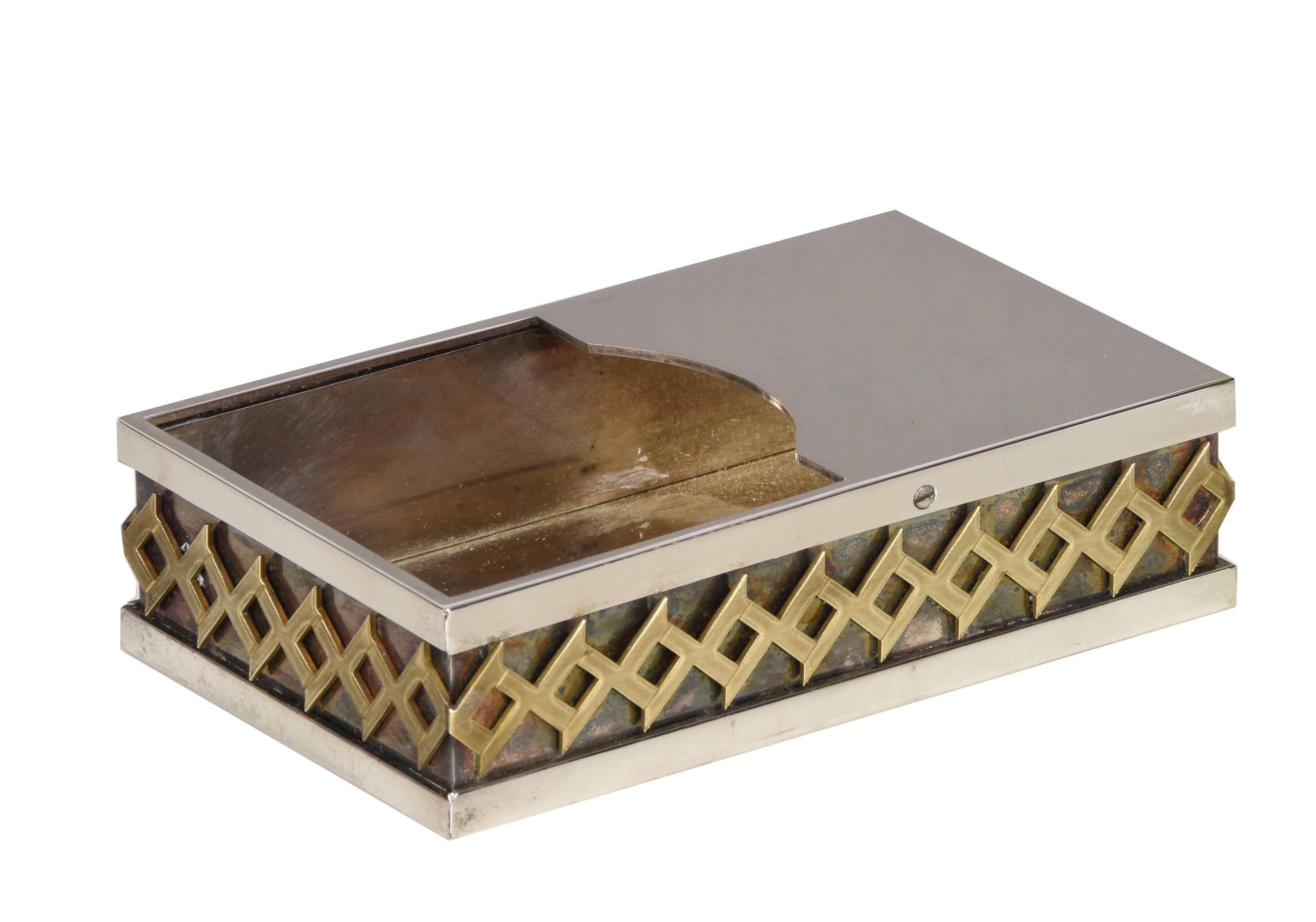 Caja decorativa italiana de mediados de siglo plateada Benaglia para Cleto Munari, años 70 en venta 1