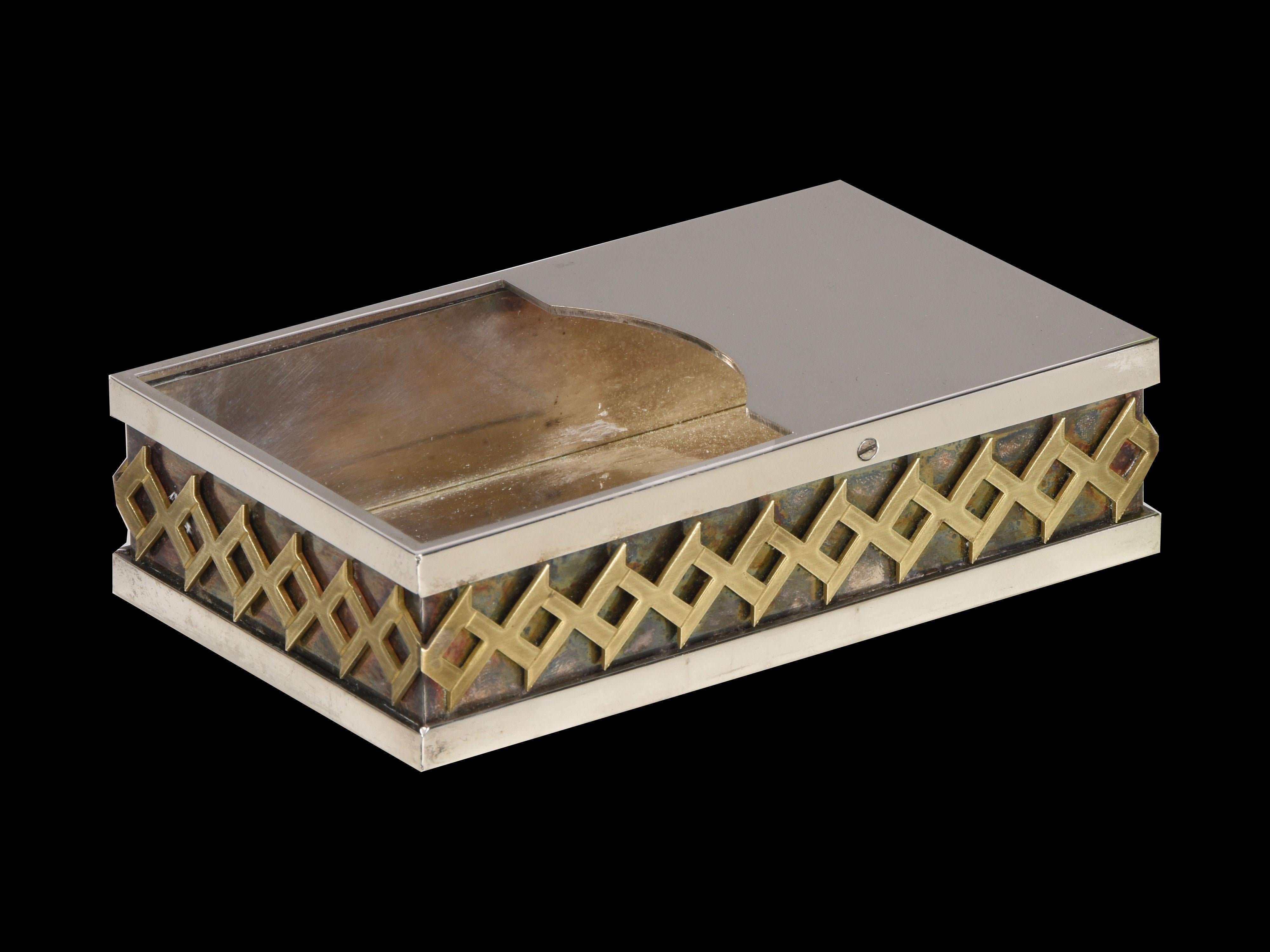 Caja decorativa italiana de mediados de siglo plateada Benaglia para Cleto Munari, años 70 en venta 2