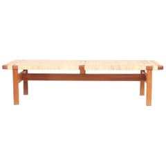Midcentury Bench in Oak and Cane Designed by Børge Mogensen, 1950s