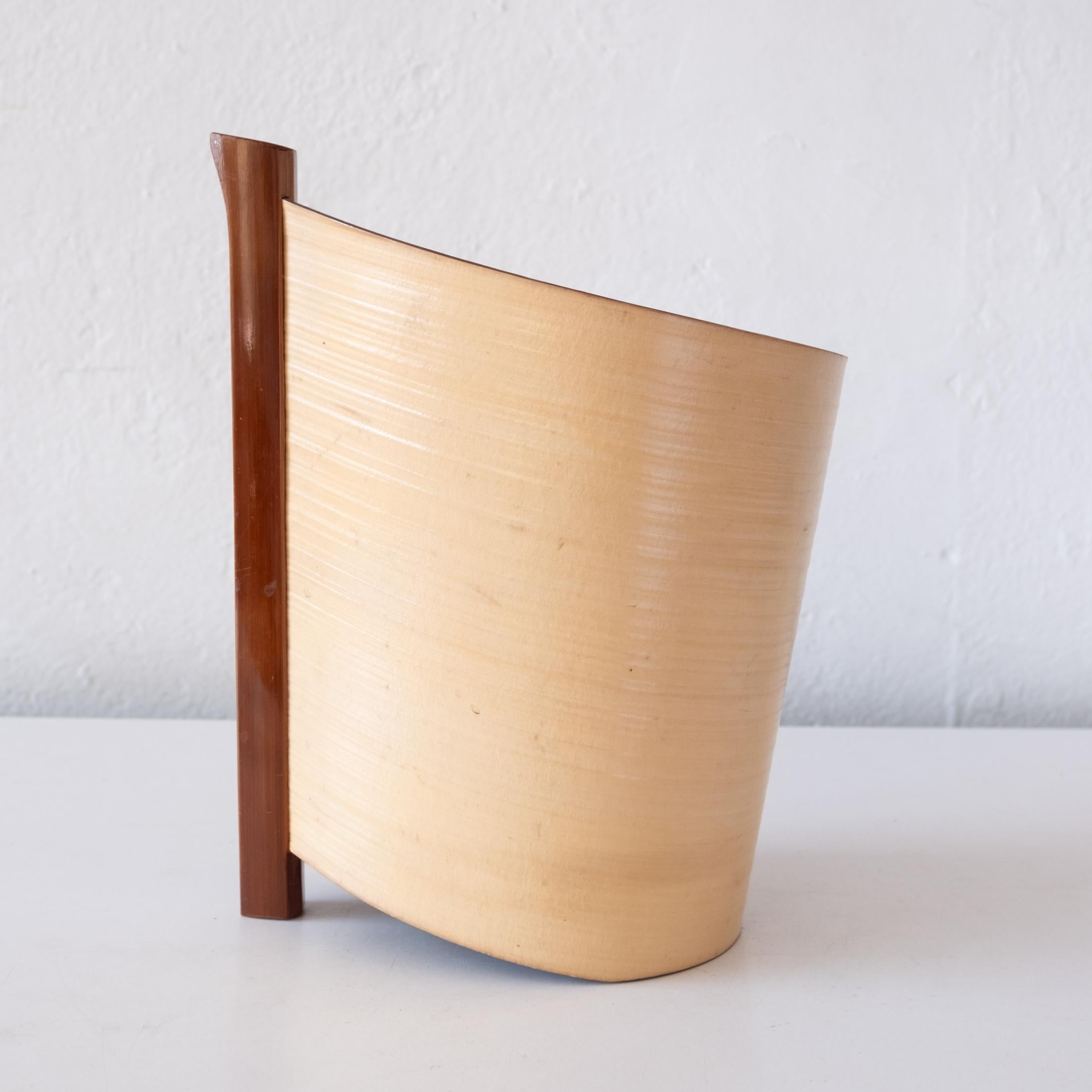 Mid-Century Modern Midcentury Bent Lacquered Bamboo Wood Ikebana Vase, Japan 1960