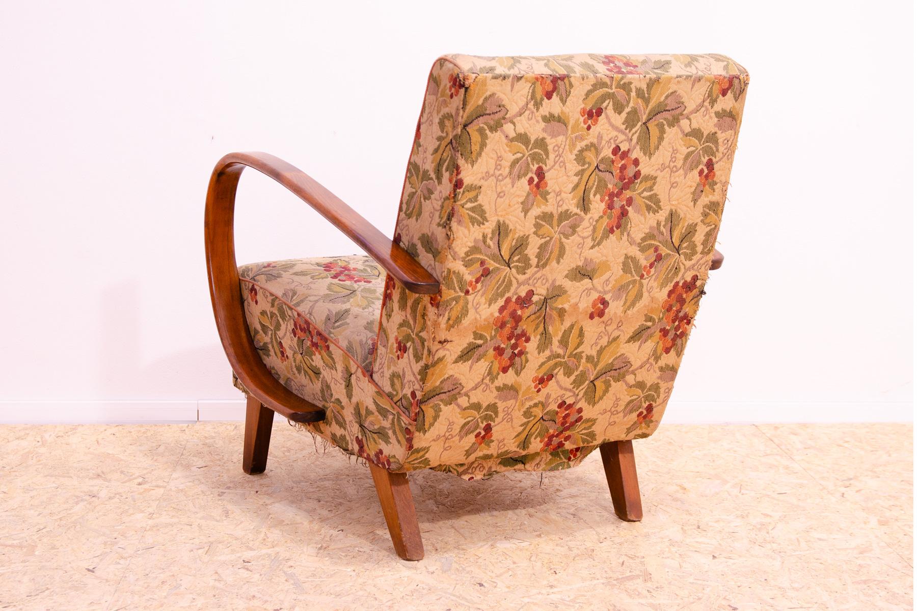 Fabric Midcentury Bentwood armchair by Jindřich Halabala for UP Závody, 1950´s