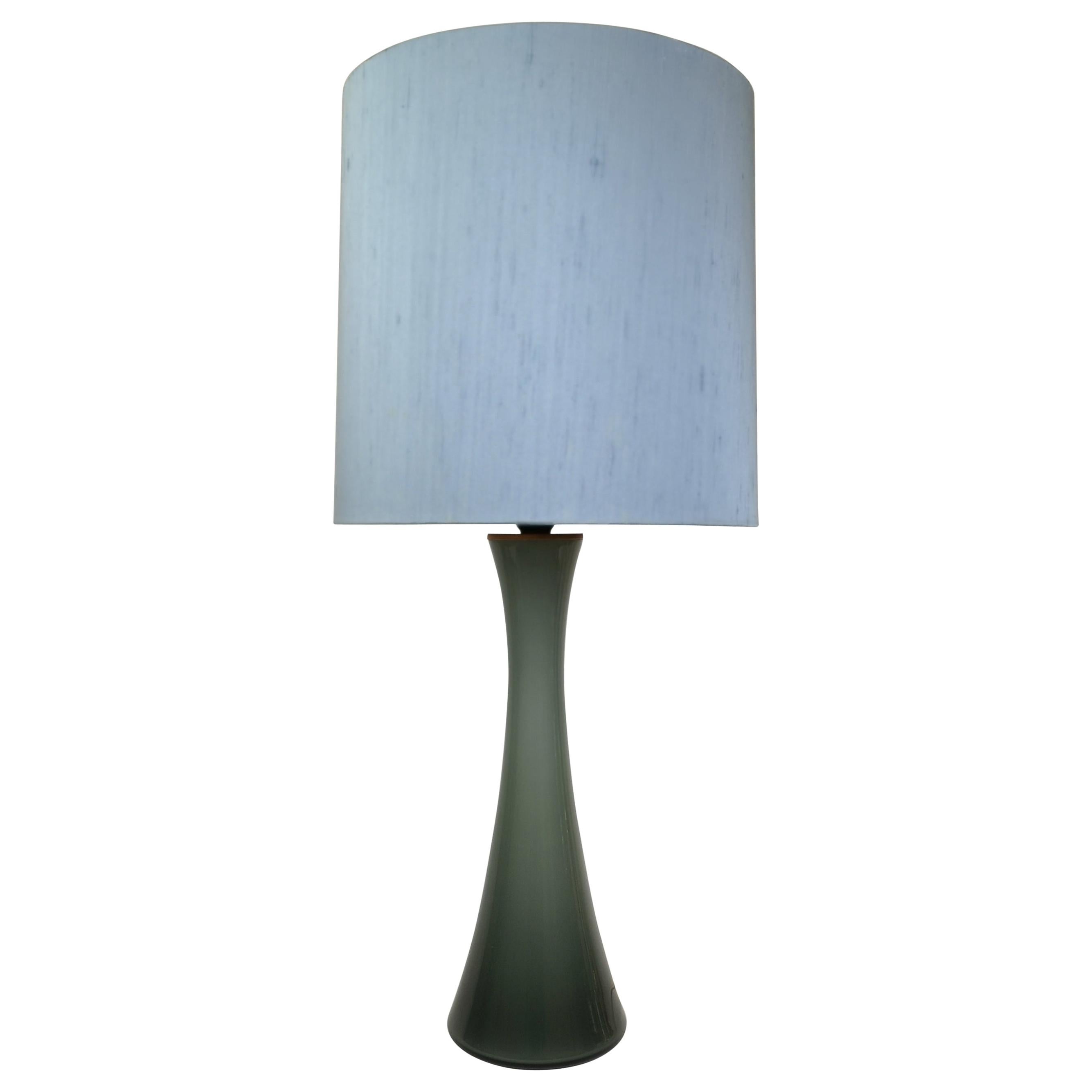 Midcentury Bergboms Opaline Glass with Teak Table Lamp, Sweden, circa 1960