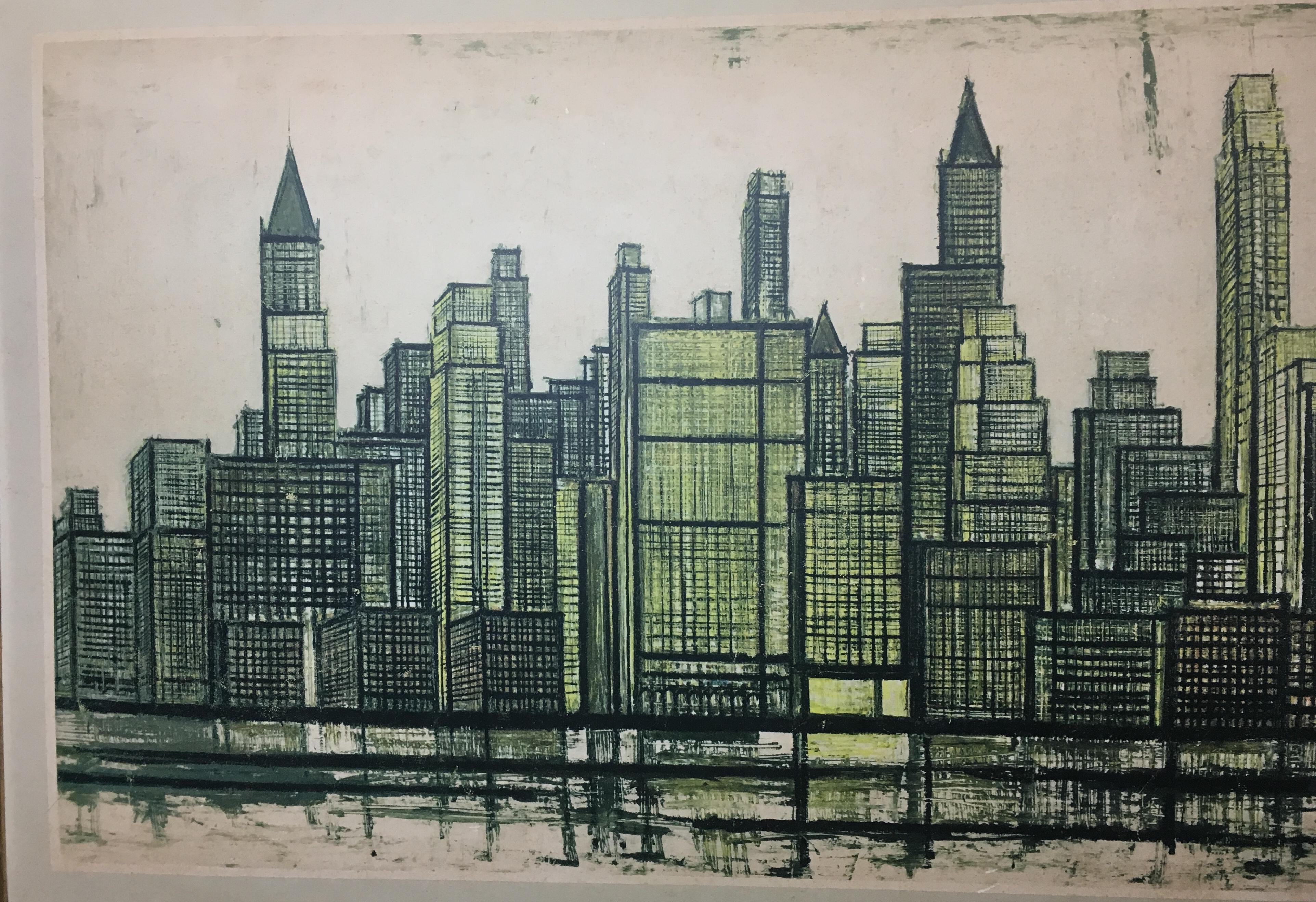 Paper Bernard Buffet New York Skyline Limited Edition Drypoint Print