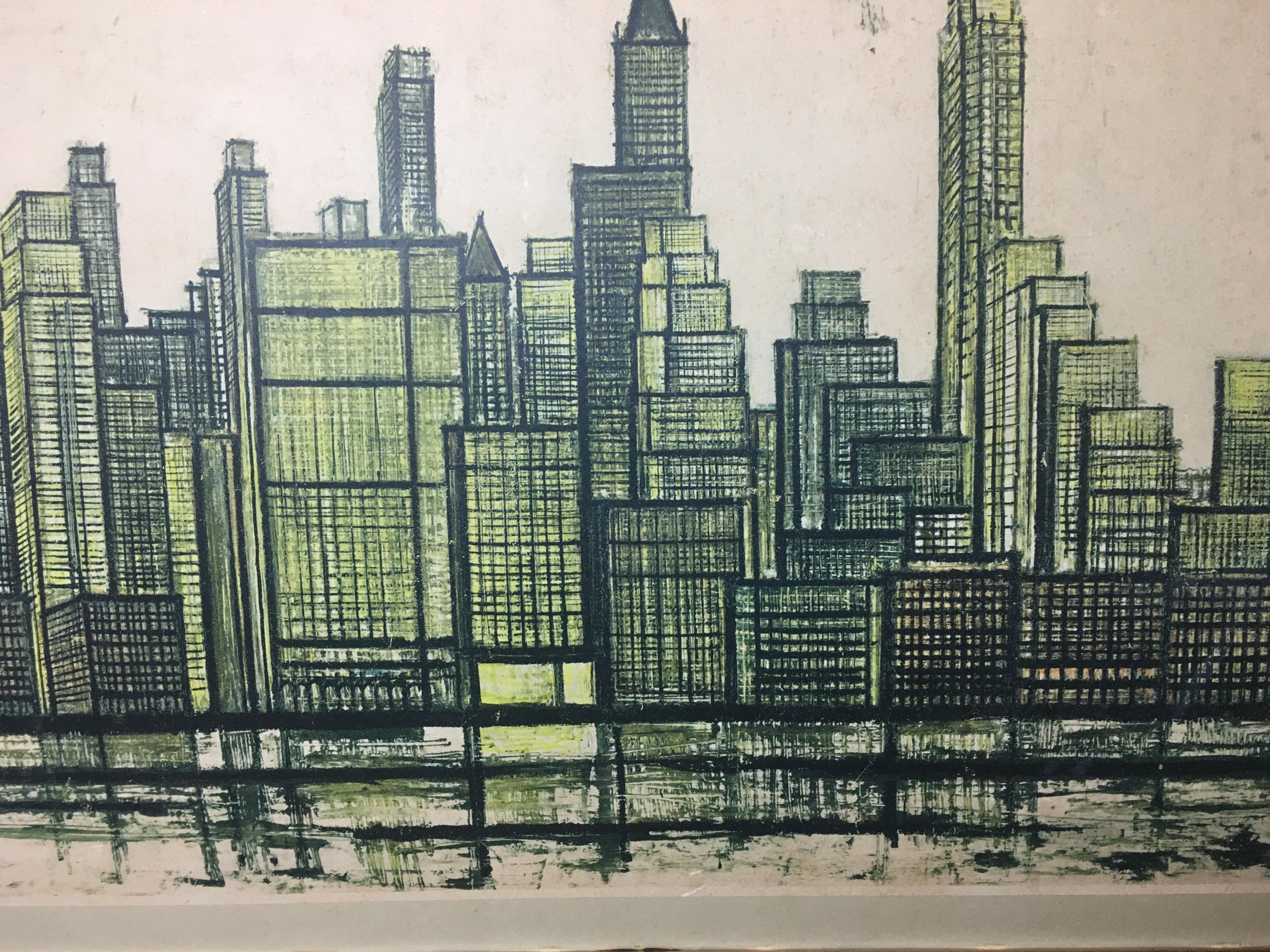 Etched Bernard Buffet New York Skyline Limited Edition Drypoint Print