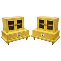 Midcentury Bethlehem Furniture Step Down Blonde Mahogany Nightstands, a Pair