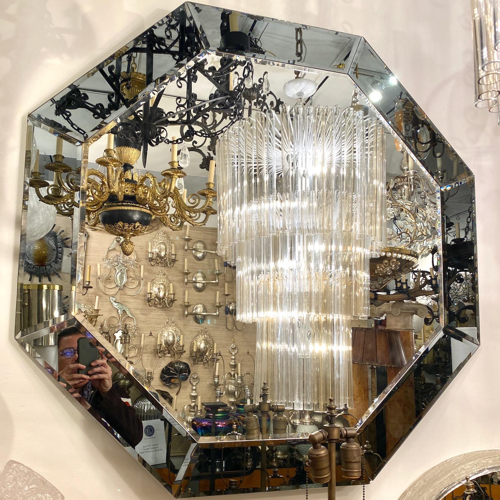 Mid-20th Century Midcentury Beveled Octagonal Mirror For Sale