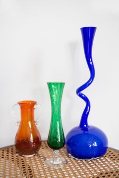 Midcentury Big Blue Twisted Vase, Europe, 1960s