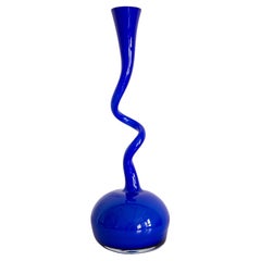 Midcentury Big Blue Twisted Vase, Europe, 1960s