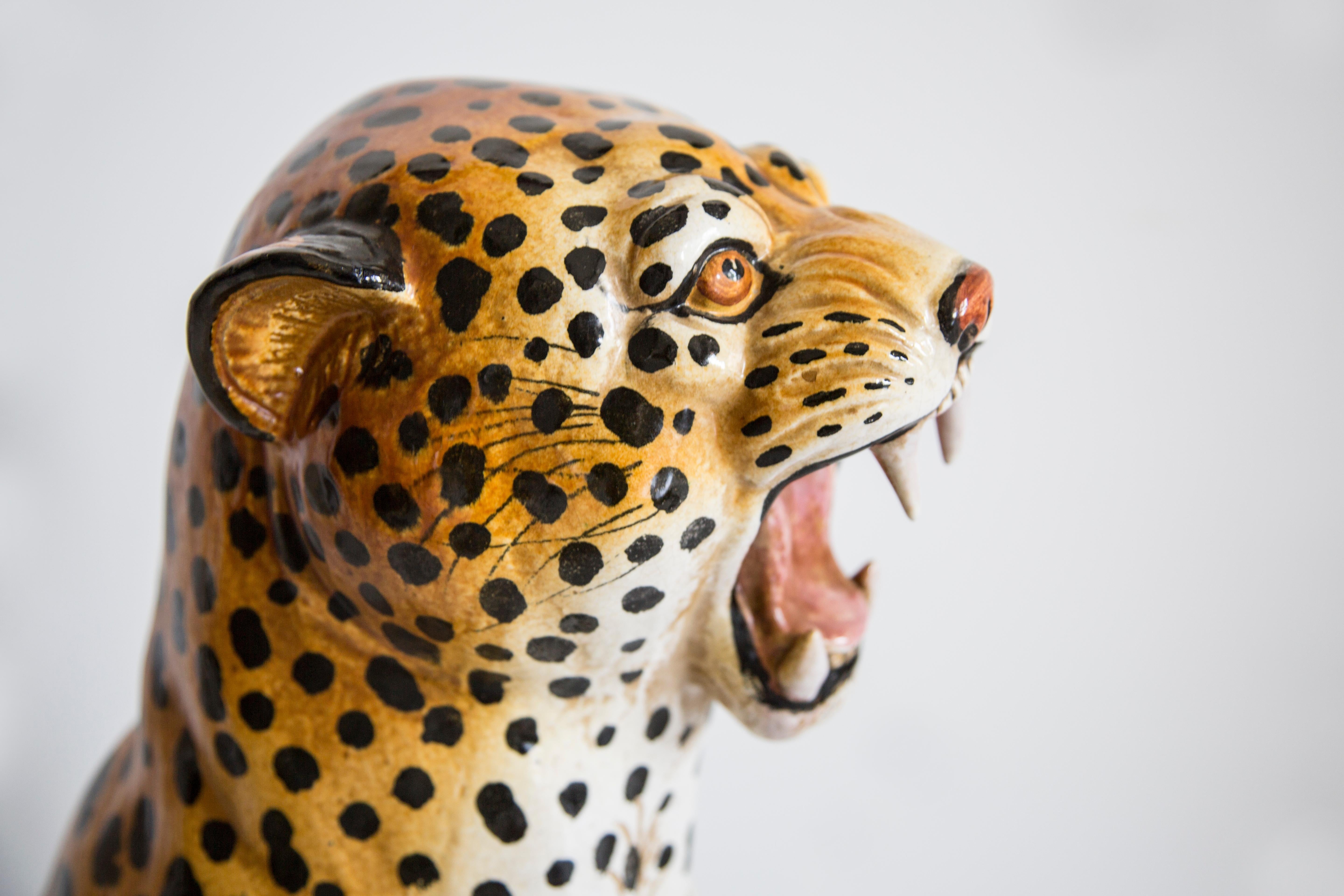 Scultura in ceramica dipinta a mano in terracotta Big Cheetah, Italia, 1960 in vendita 5