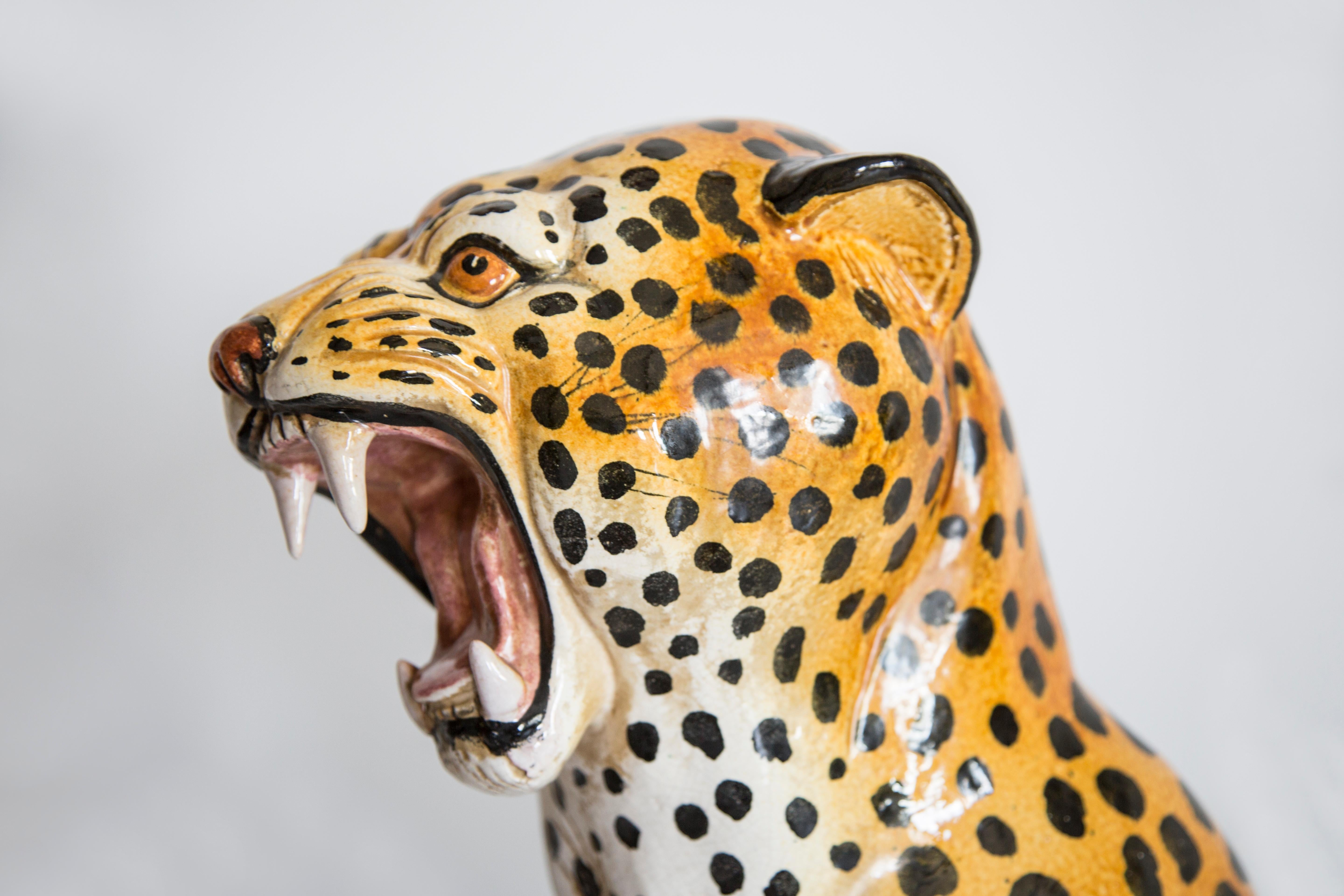 Scultura in ceramica dipinta a mano in terracotta Big Cheetah, Italia, 1960 in vendita 6