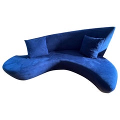 Midcentury Bilboa Curved Sofa in Royal Blue, attributed to Vladimir Kagan