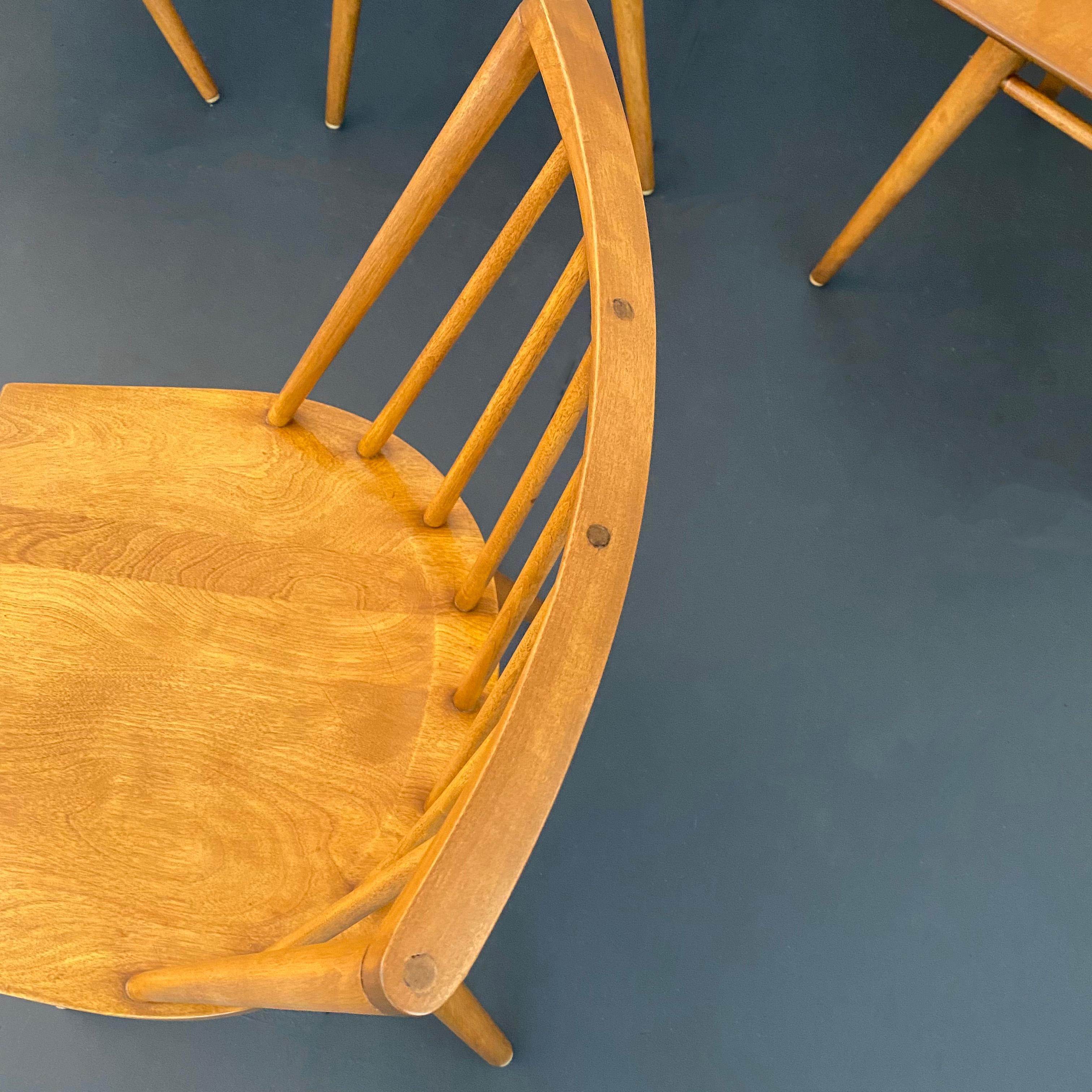 Midcentury Birch Spindle-Back Dining Chairs By Leslie Diamond For Conant Ball For Sale 5