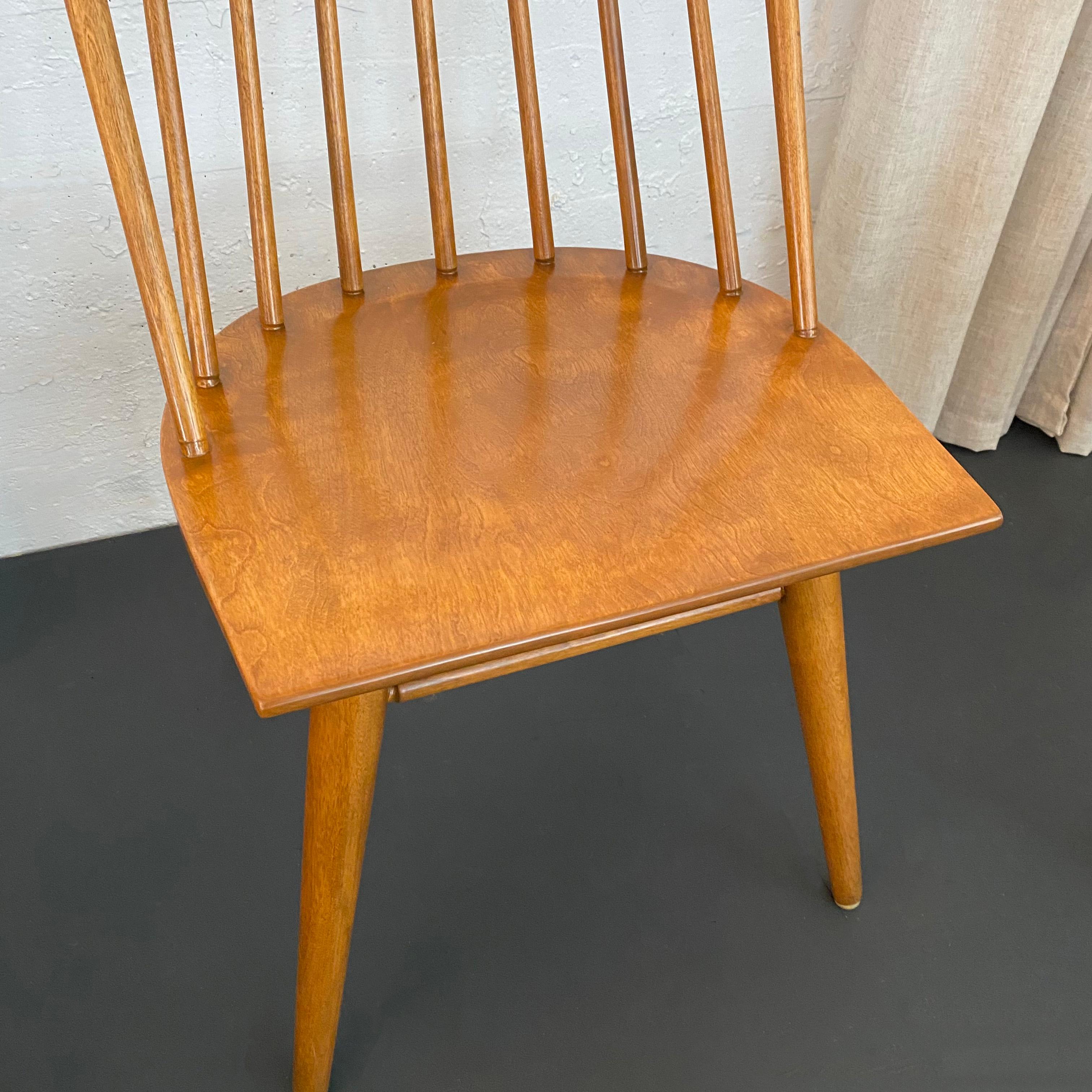 20th Century Midcentury Birch Spindle-Back Dining Chairs By Leslie Diamond For Conant Ball For Sale