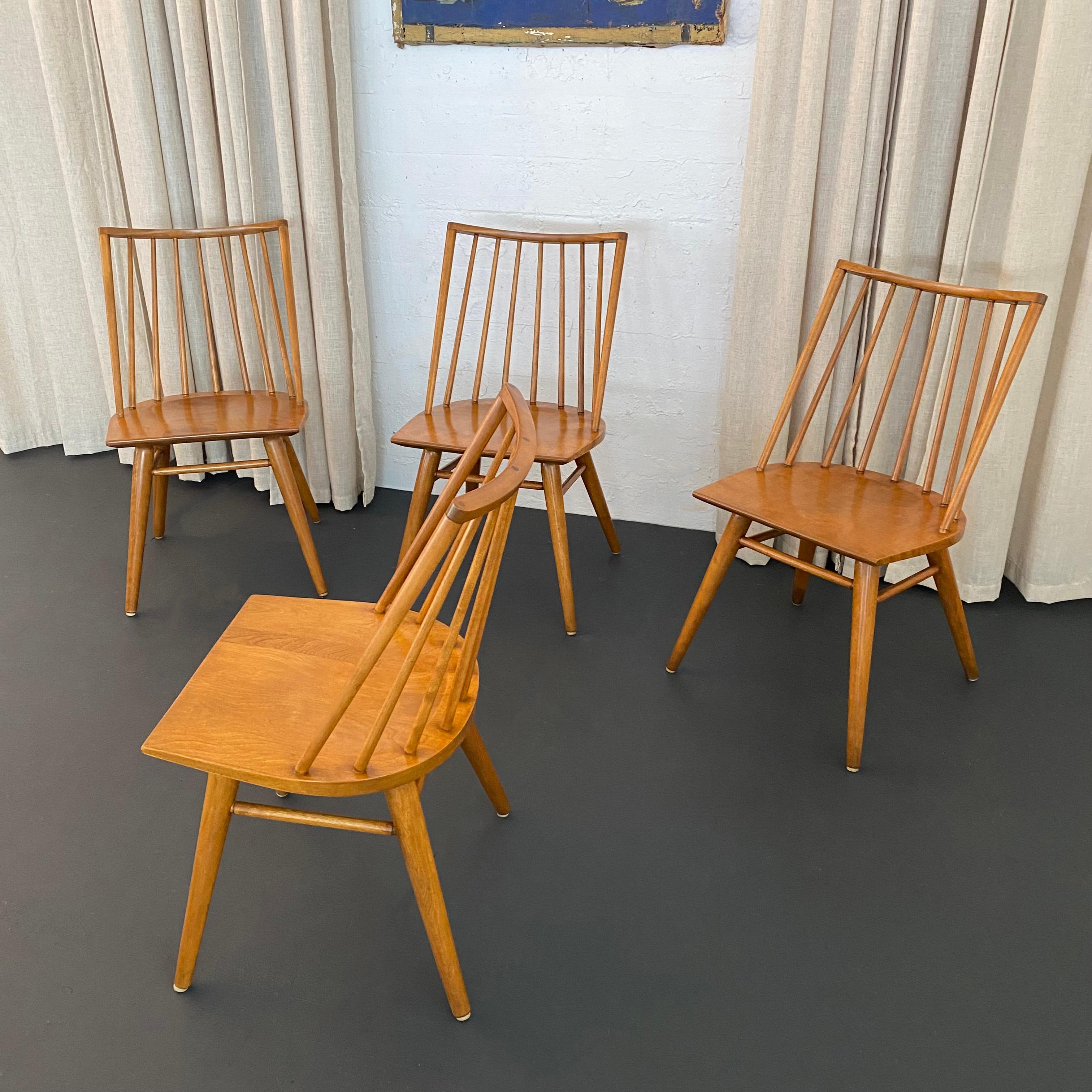 Midcentury Birch Spindle-Back Dining Chairs By Leslie Diamond For Conant Ball For Sale 2