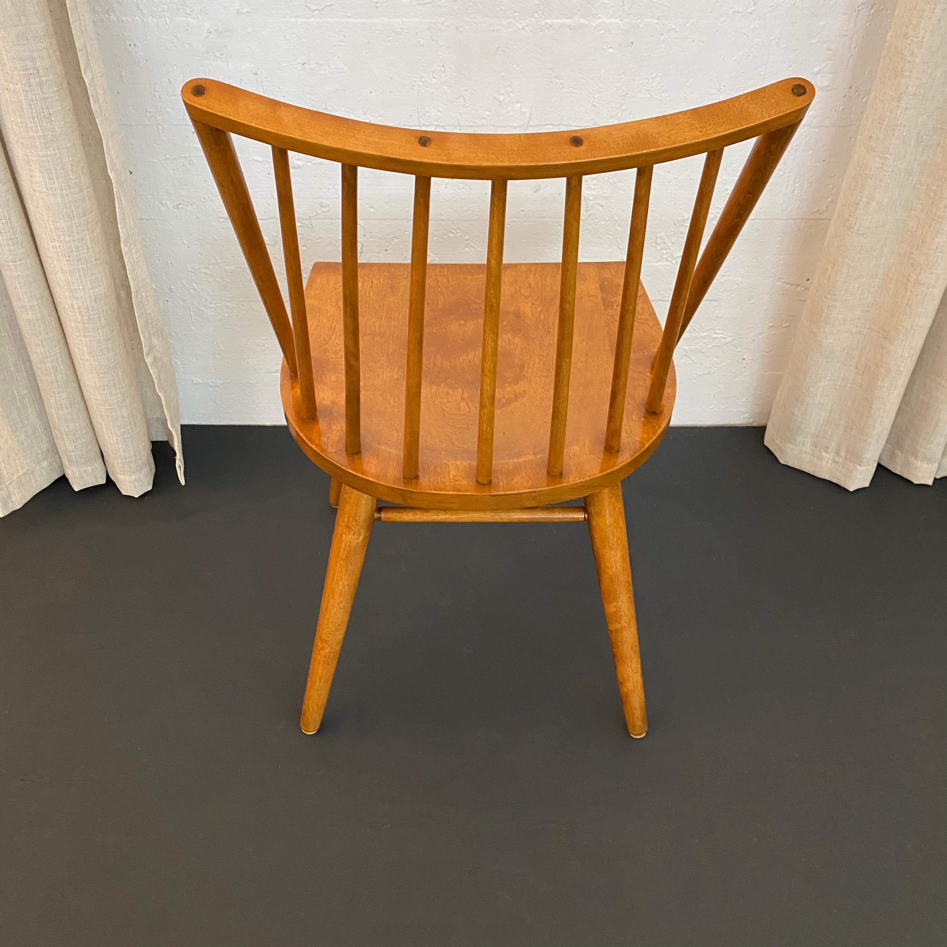 Midcentury Birch Spindle-Back Dining Chairs By Leslie Diamond For Conant Ball For Sale 3