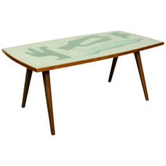 Retro Midcentury Birch Table with Formica Top, 1950s