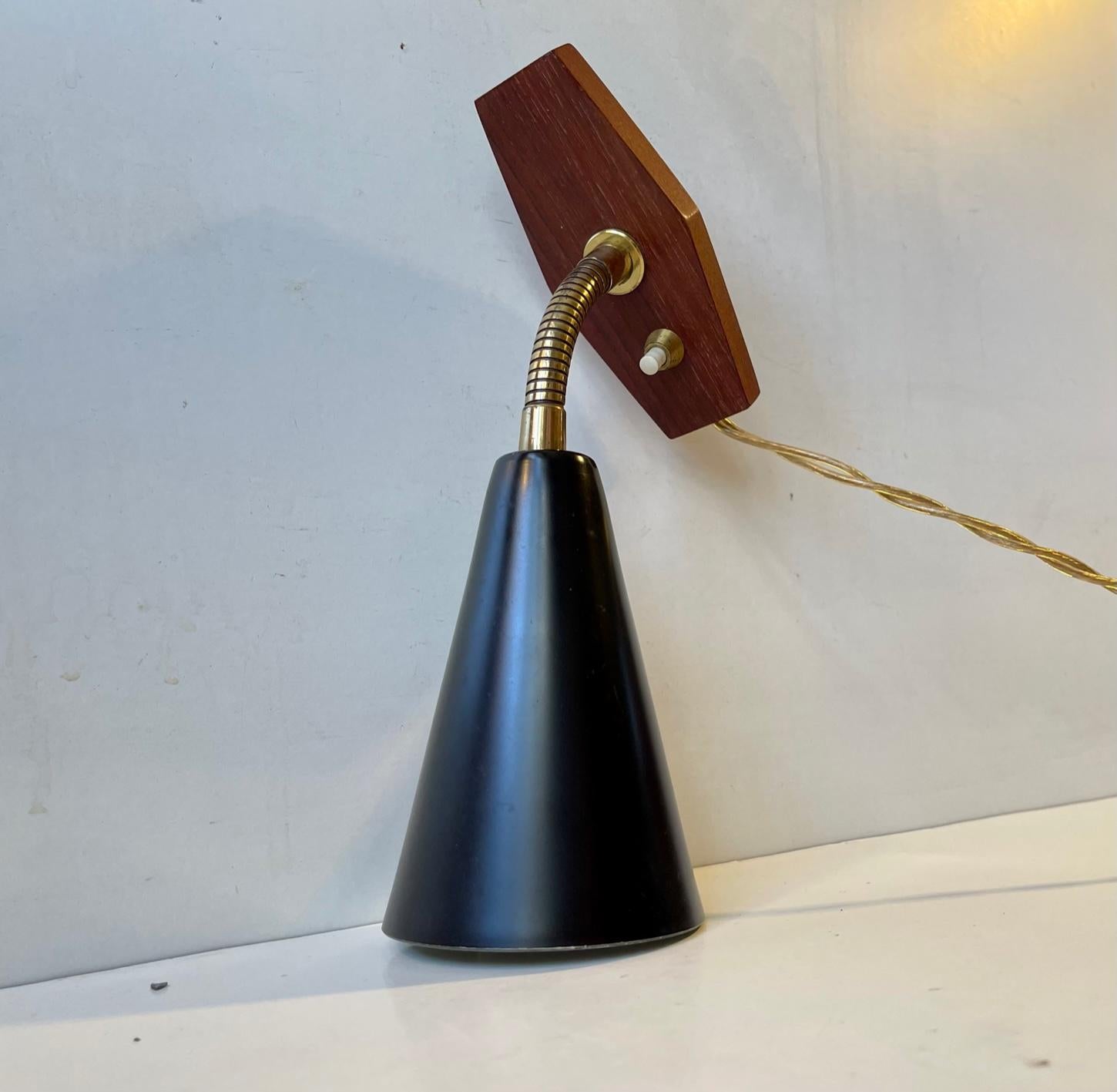 Midcentury Black Adjustable Wall Sconce from ASEA, 1950s In Good Condition For Sale In Esbjerg, DK