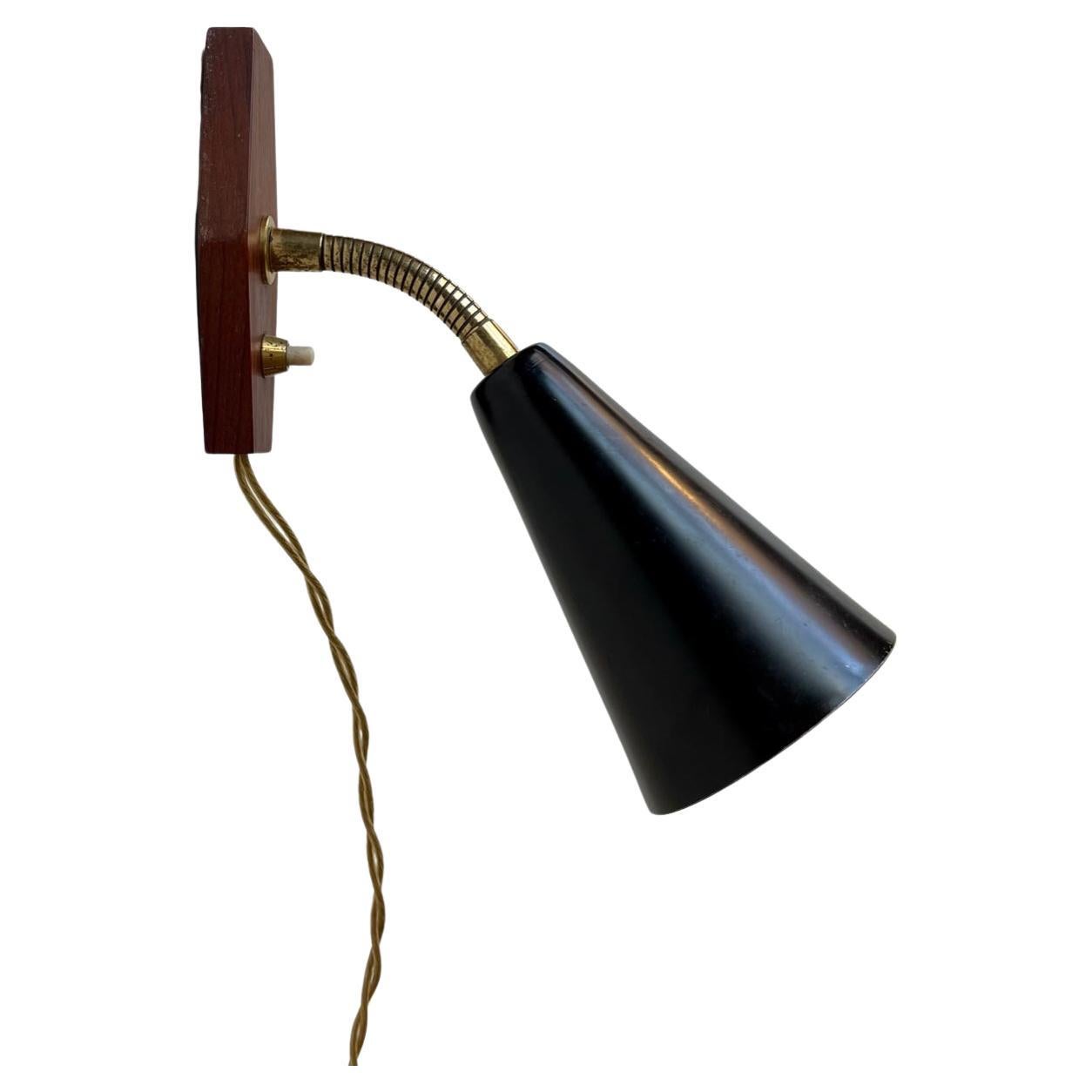 Midcentury Black Adjustable Wall Sconce from ASEA, 1950s For Sale
