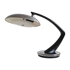 Midcentury Black and Chrome 'Boomerang' Lamp from Fase, Madrid, circa 1960