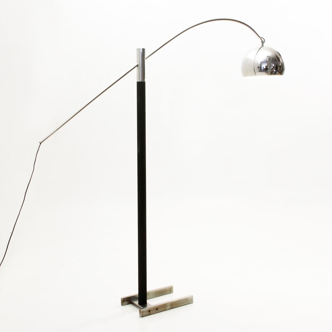 Mid-Century Modern Midcentury Black and Chromed Italian Floor Lamp, 1970s