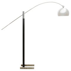 Midcentury Black and Chromed Italian Floor Lamp, 1970s