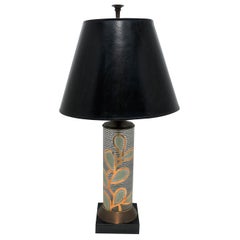 Modern Black and Gold Glass and Brass Table Lamp
