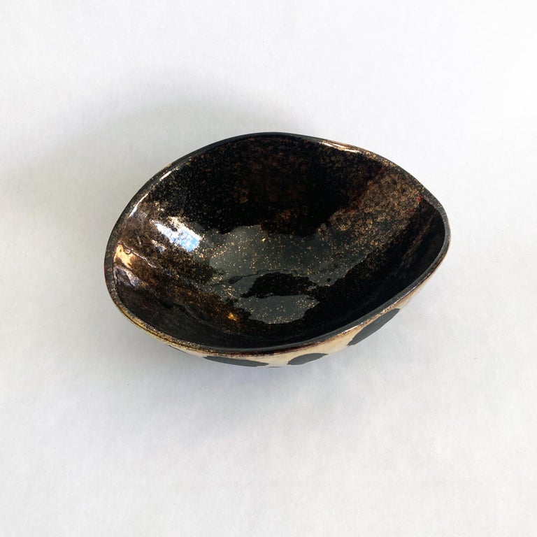 Black and Gold Westwood Ware California Pottery Ceramic Bowl