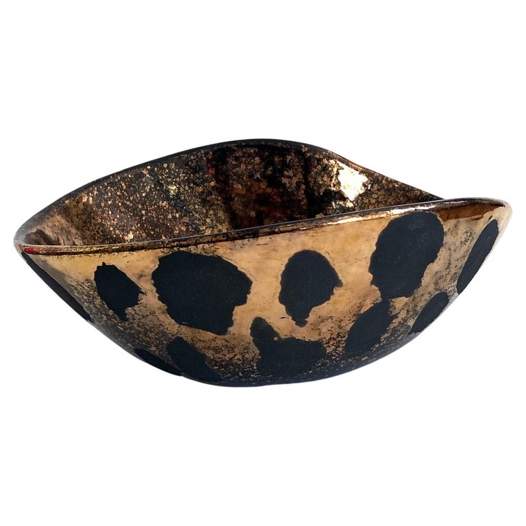 Black and Gold Westwood Ware California Pottery Ceramic Bowl