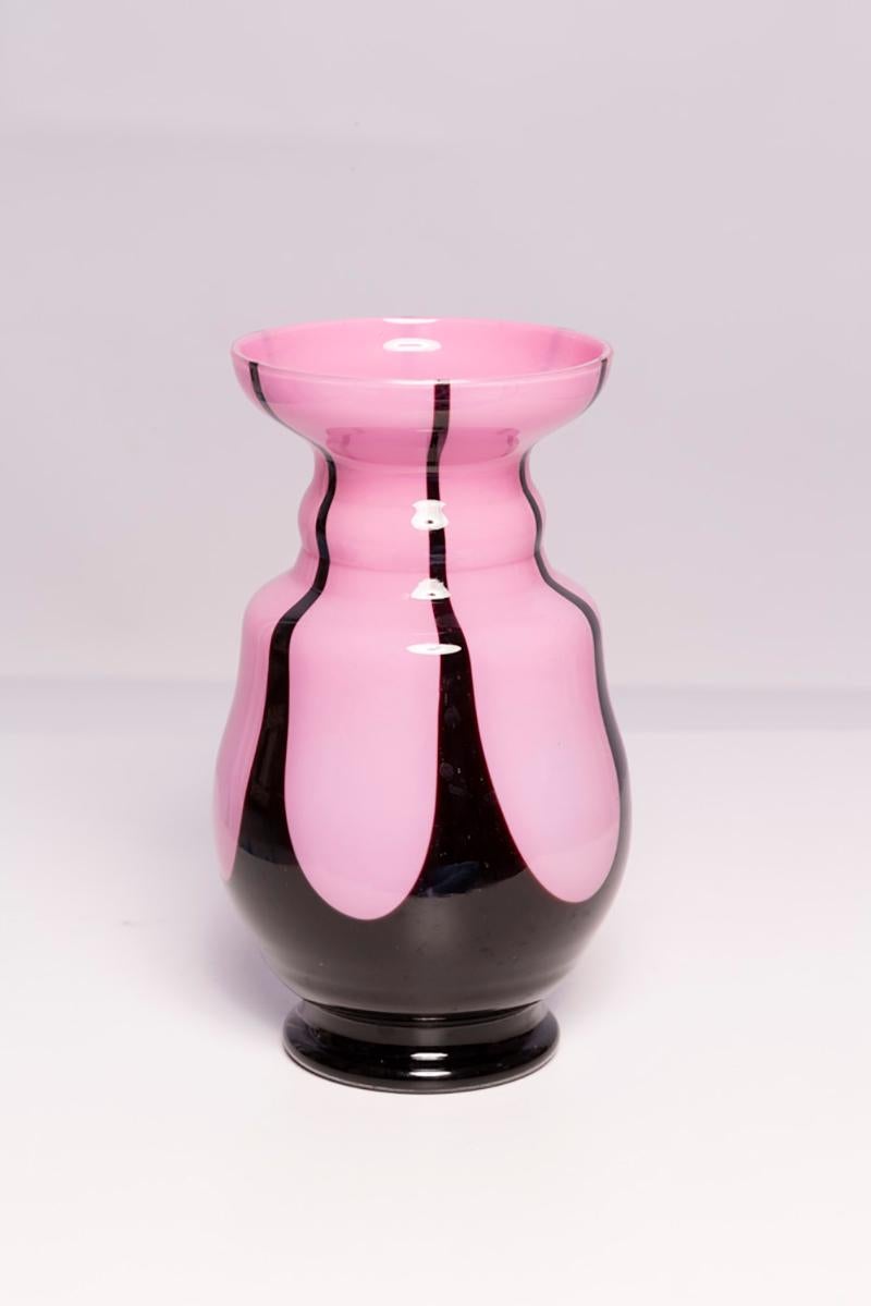 20th Century Midcentury Black and Pink Murano Vase, Europe, 1960s For Sale