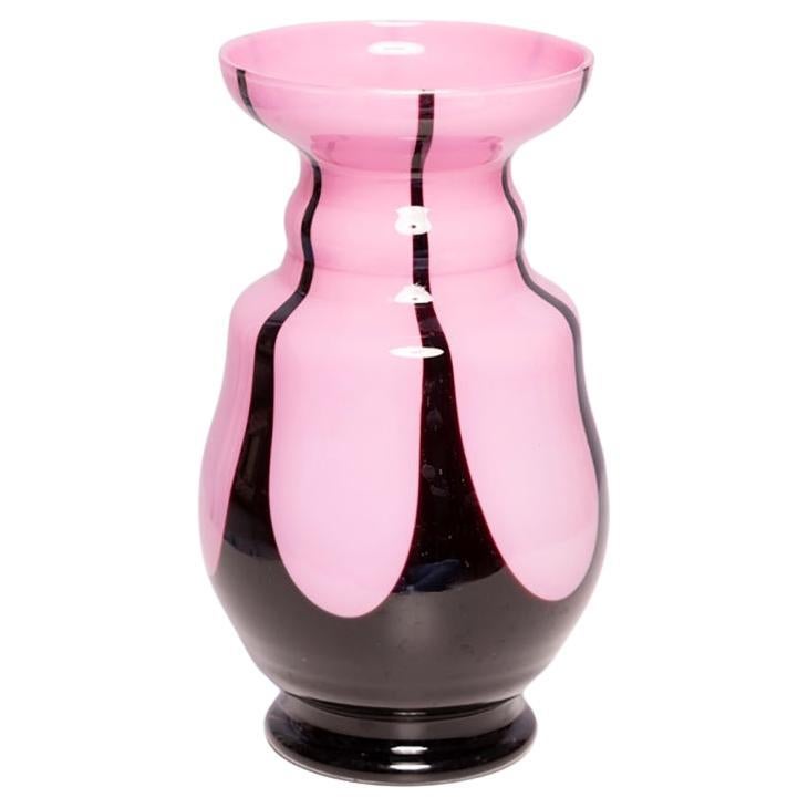 Midcentury Black and Pink Murano Vase, Europe, 1960s For Sale