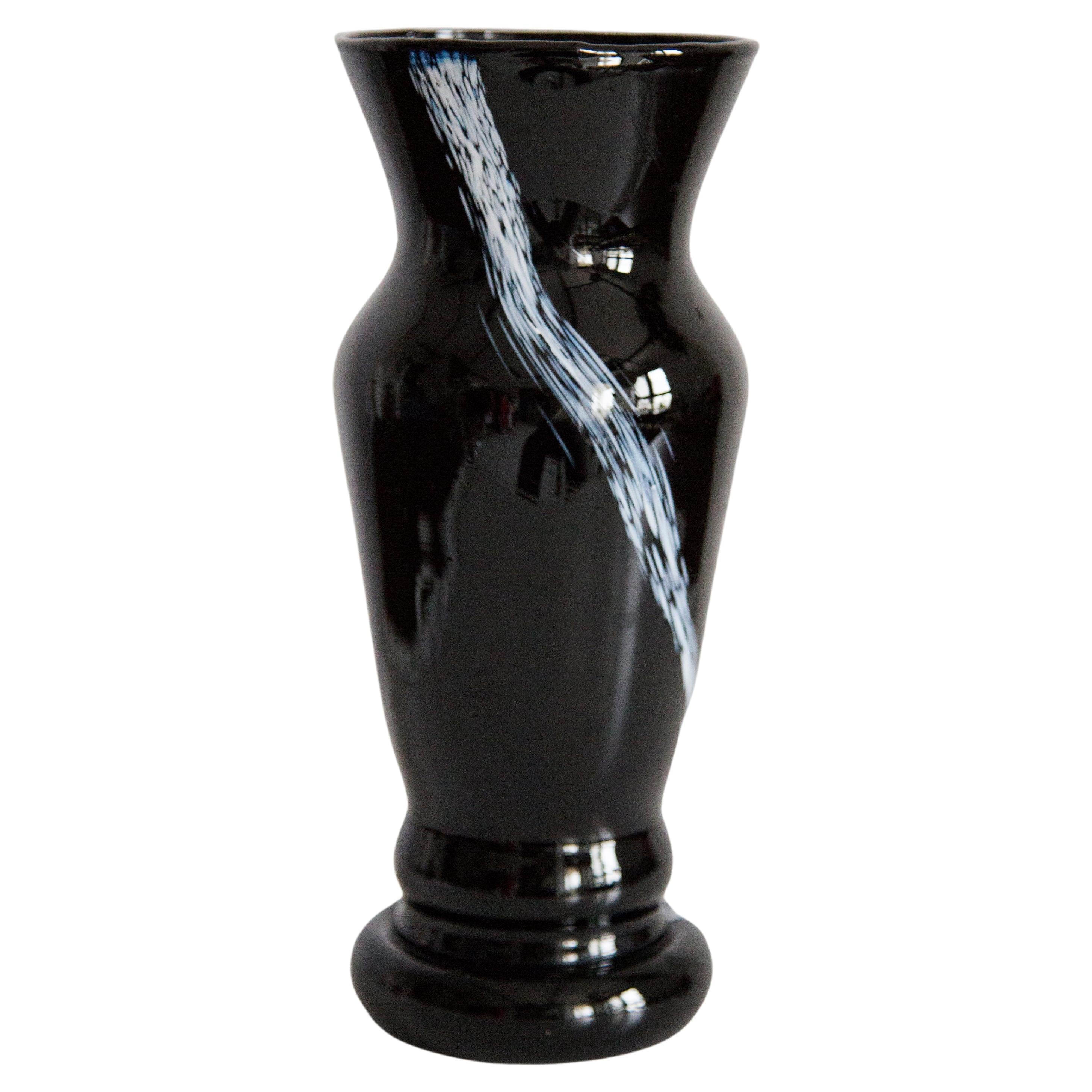 Midcentury Black and White Murano Vase, Europe, 1960s For Sale