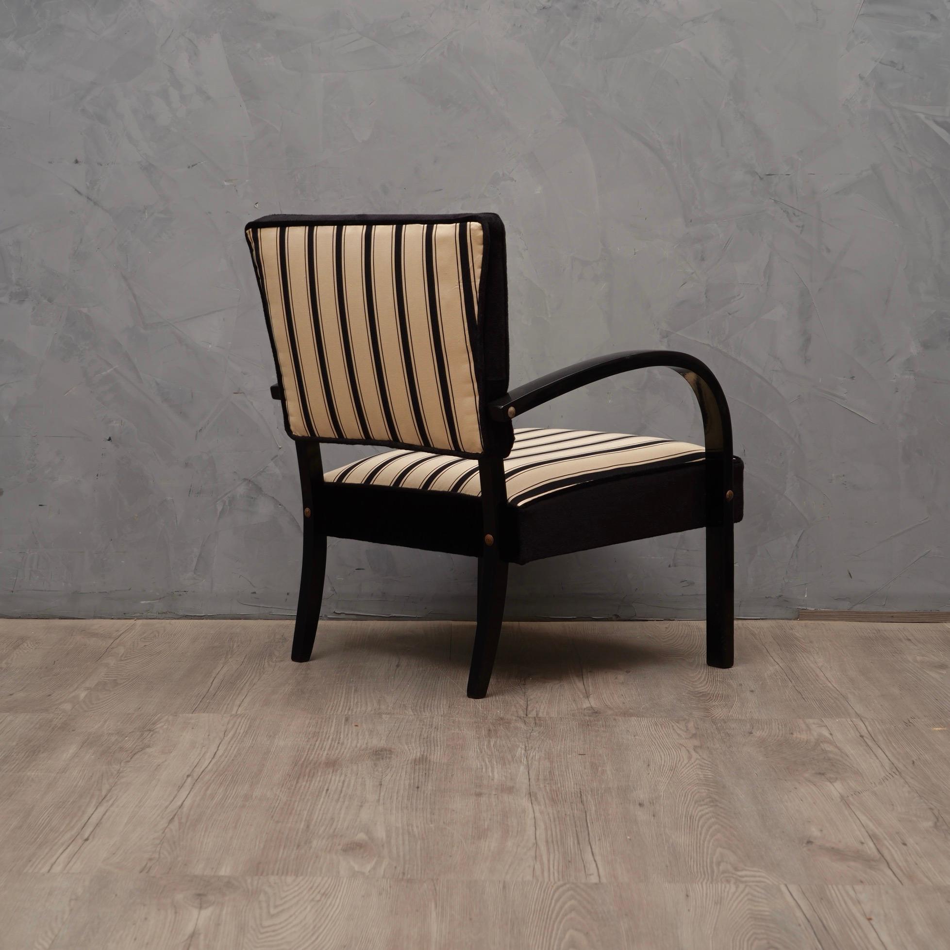 black and white striped armchair