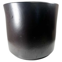 1960s Midcentury Art Pottery Black Planter Pot Clean Modern