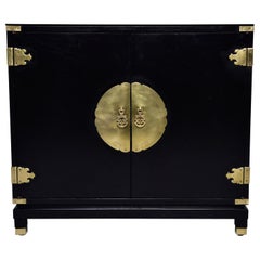Midcentury Black Asain Style Side Cabinet