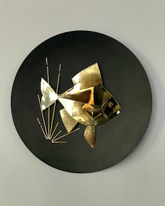 Midcentury Black and Brass Fish Wall-Mounted Plate by Peerage, 1950s, England
