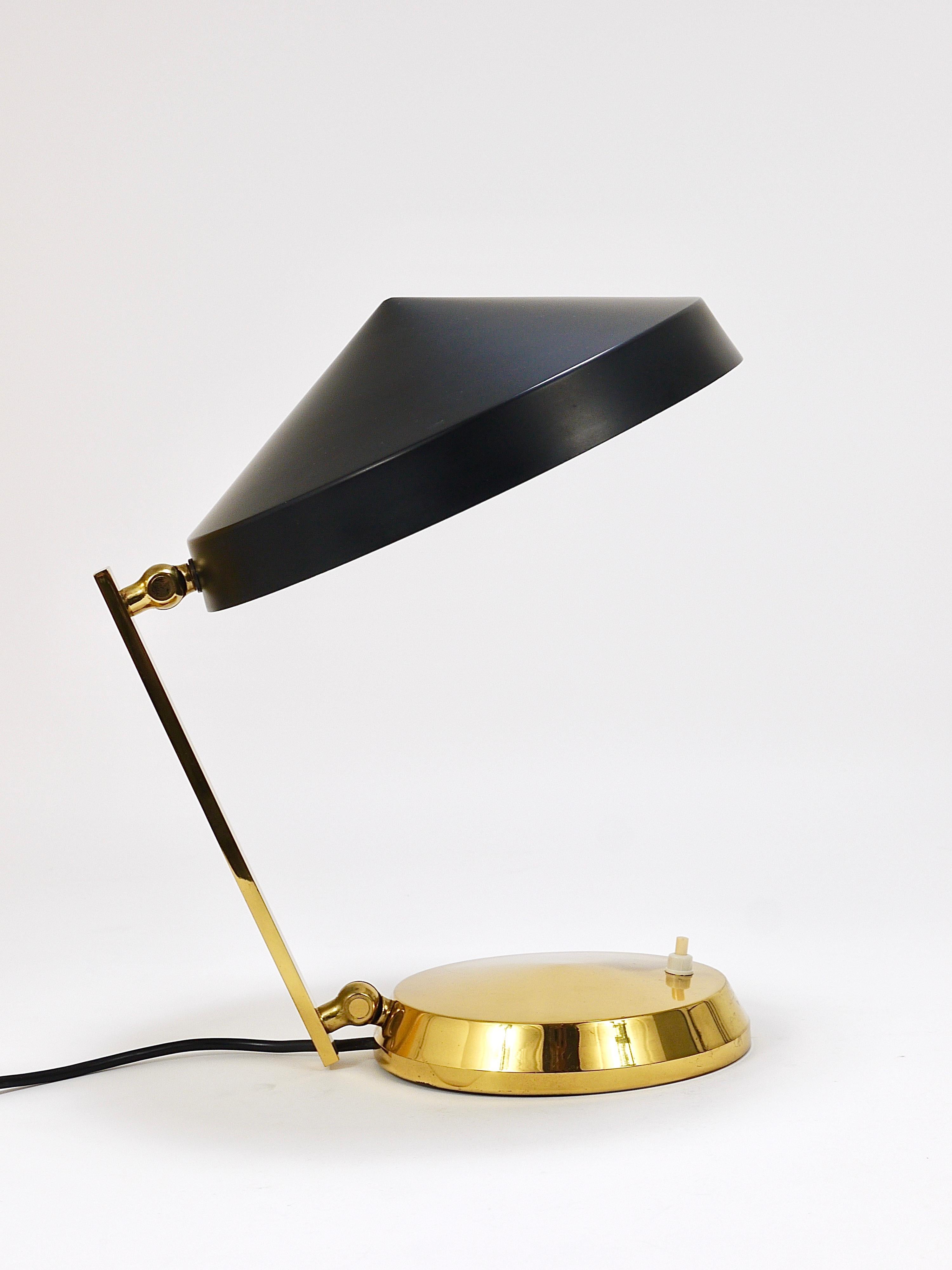 Tisch- oder Schreibtischlampe aus der Mitte des Jahrhunderts aus schwarzem Messing, Österreich, 1960er Jahre im Angebot 7