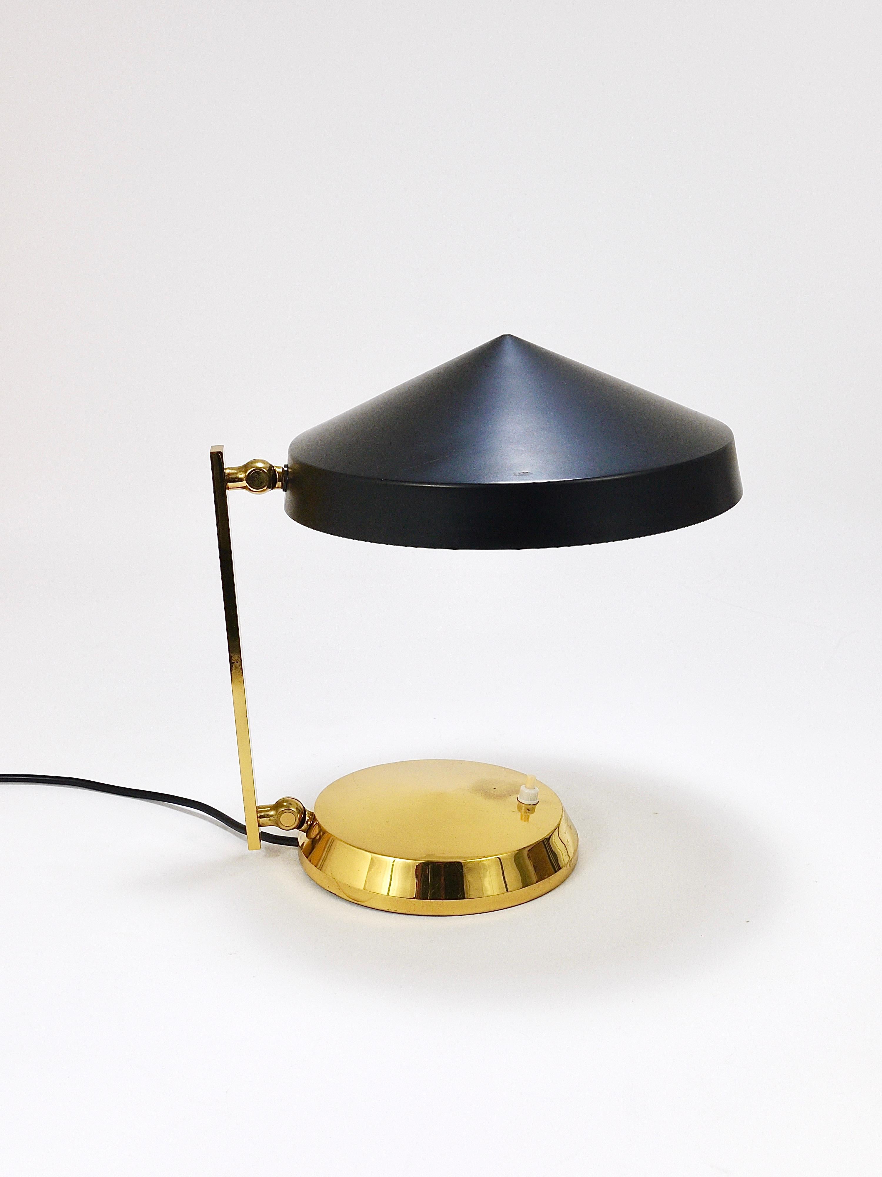 Midcentury Black Brass Table or Desk Lamp, Austria, 1960s For Sale 8