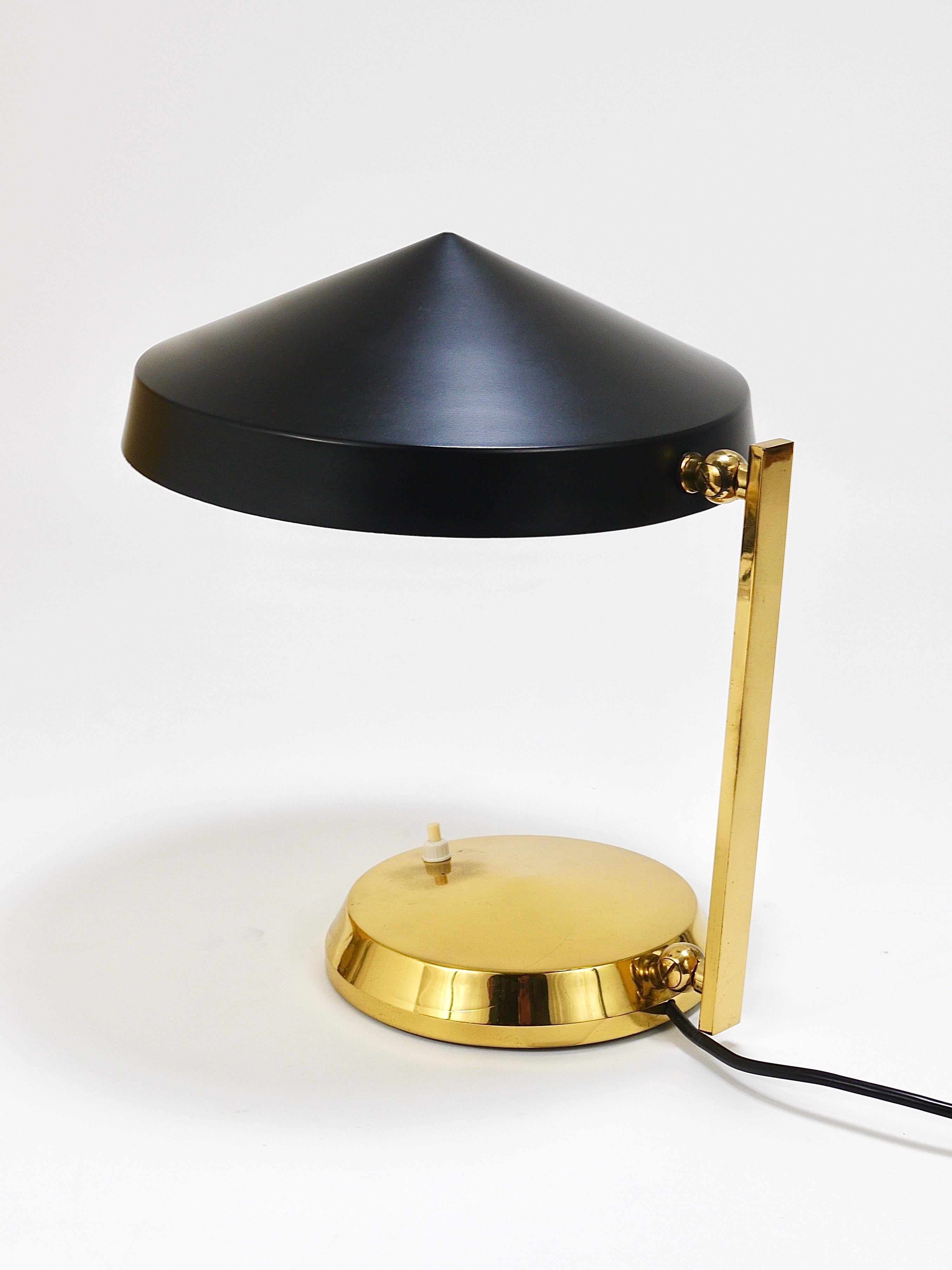 Midcentury Black Brass Table or Desk Lamp, Austria, 1960s For Sale 9
