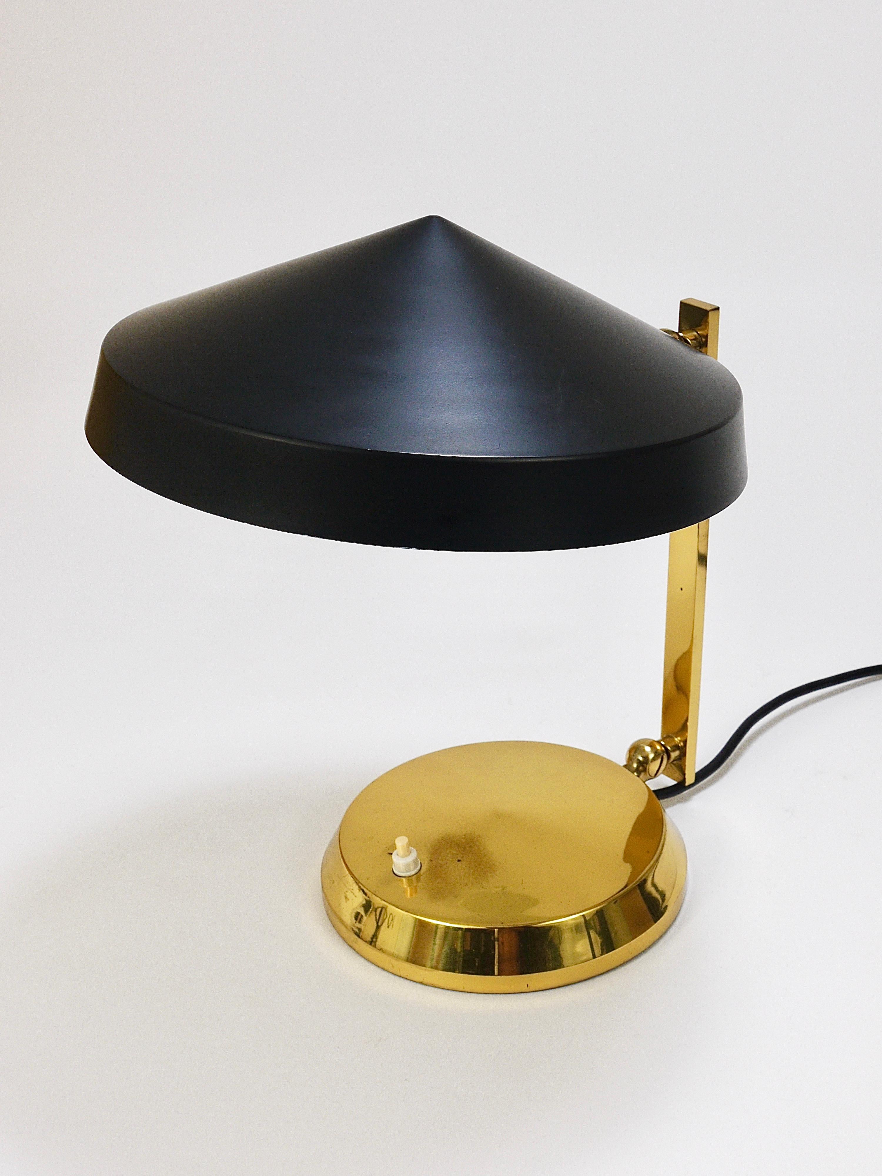 Midcentury Black Brass Table or Desk Lamp, Austria, 1960s For Sale 11